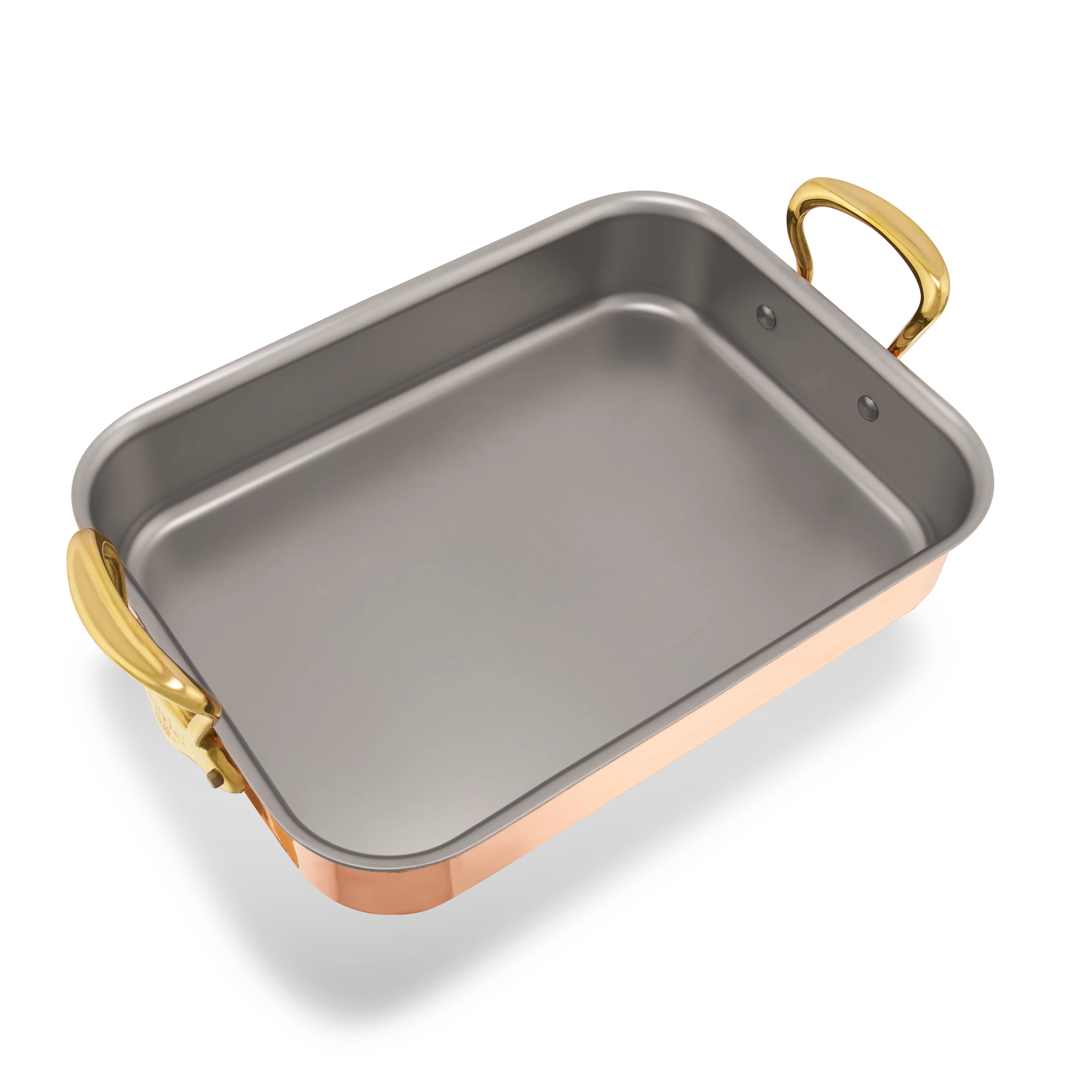 Mauviel Copper Roasting Pan With Rack, Brass Handles, 13.7 x 9.8-In - Image 3