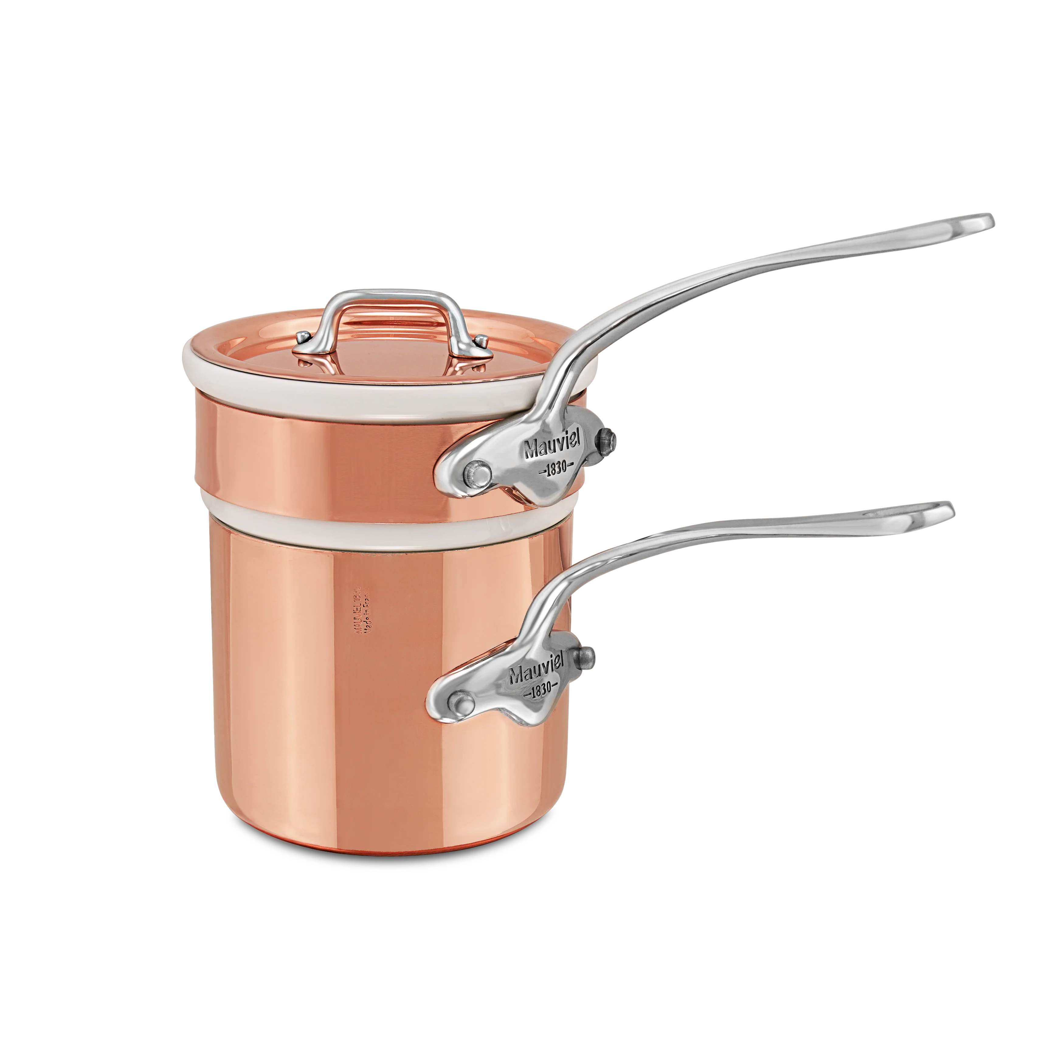 Mauviel Copper Tinned Bain Marie/Double Boiler With Lid, Cast Stainless Steel Handles, 0.9-Qt - Image 3