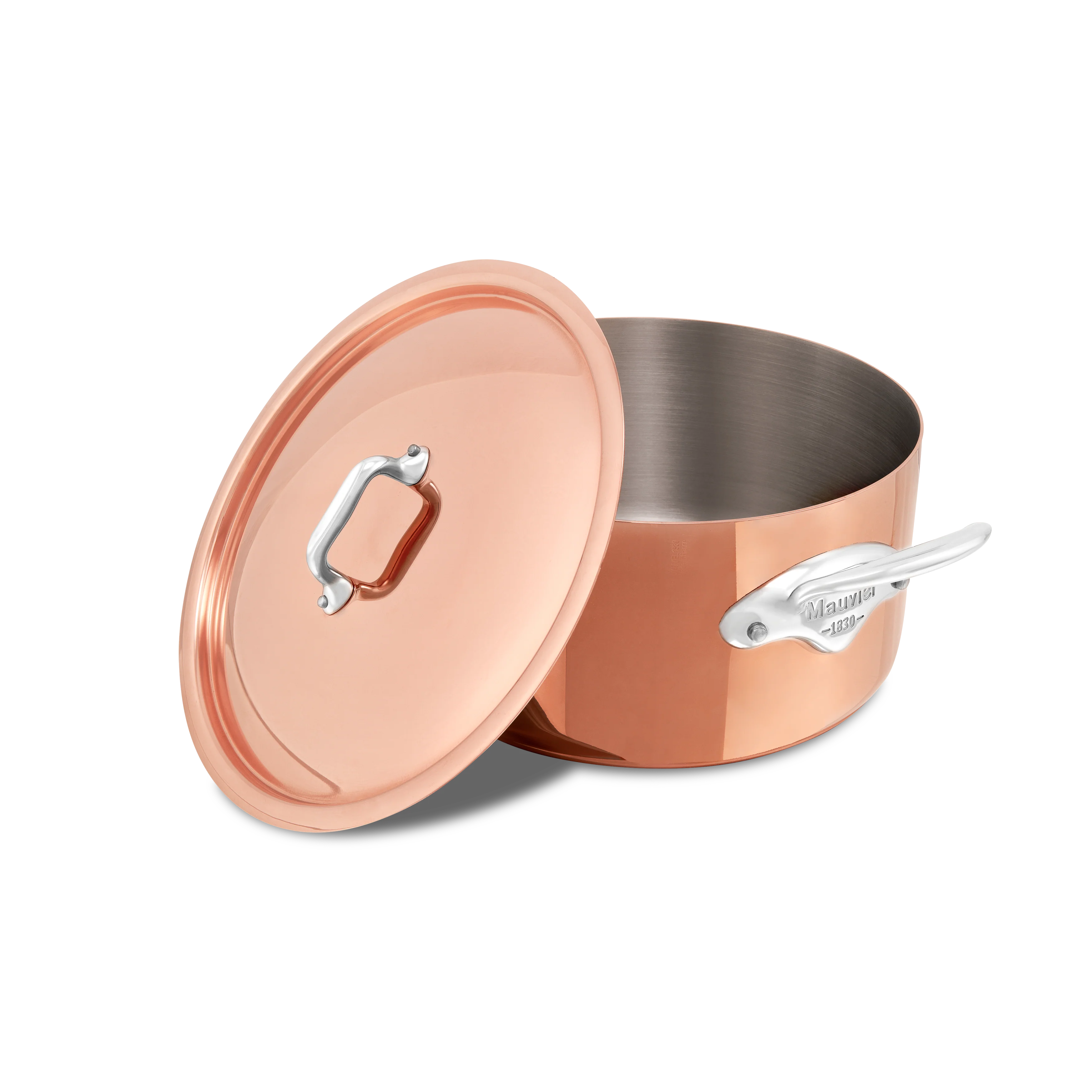 Mauviel M'3 S Copper Stewpan With Lid, Cast Stainless Steel Handles, 6.3-Qt - Image 5