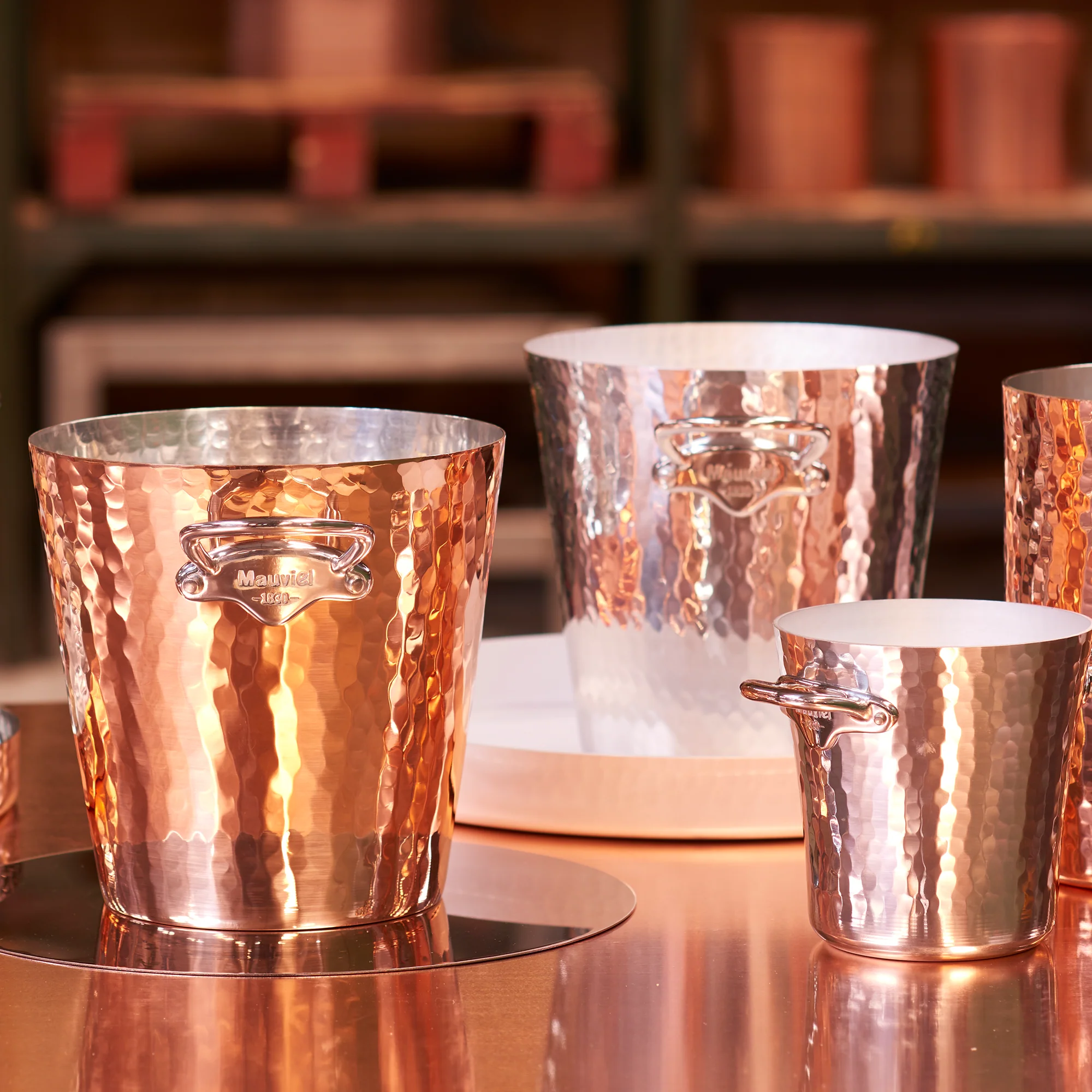 Mauviel M'30 Hammered Aluminum Ice Bucket With Cast Stainless Steel Handles, 4.7-In - Image 3