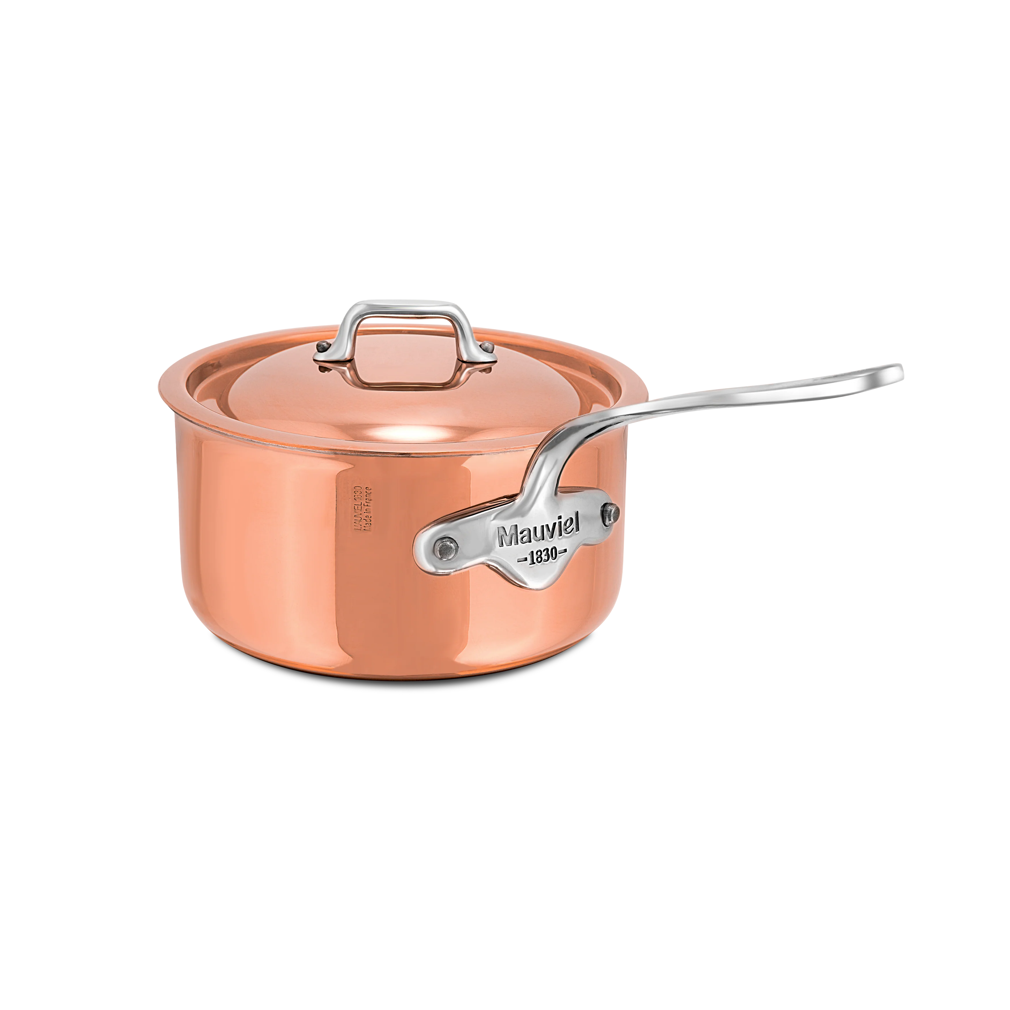 Mauviel M'6 S Induction Copper Sauce Pan With Lid, Cast Stainless Steel Handle - Image 2