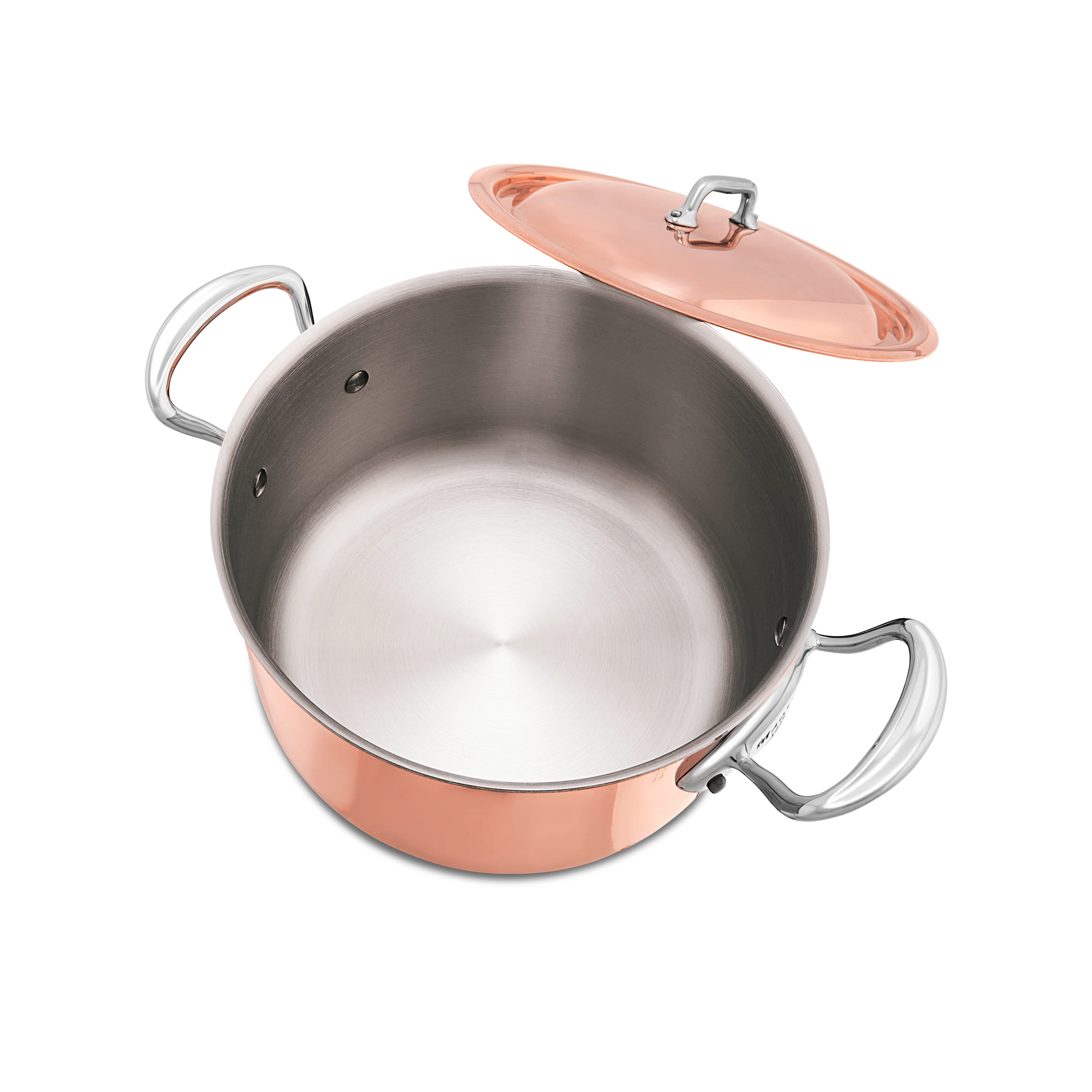 Mauviel M'6 S Induction Copper Stewpan With Lid, Cast Stainless Steel Handles - Image 3