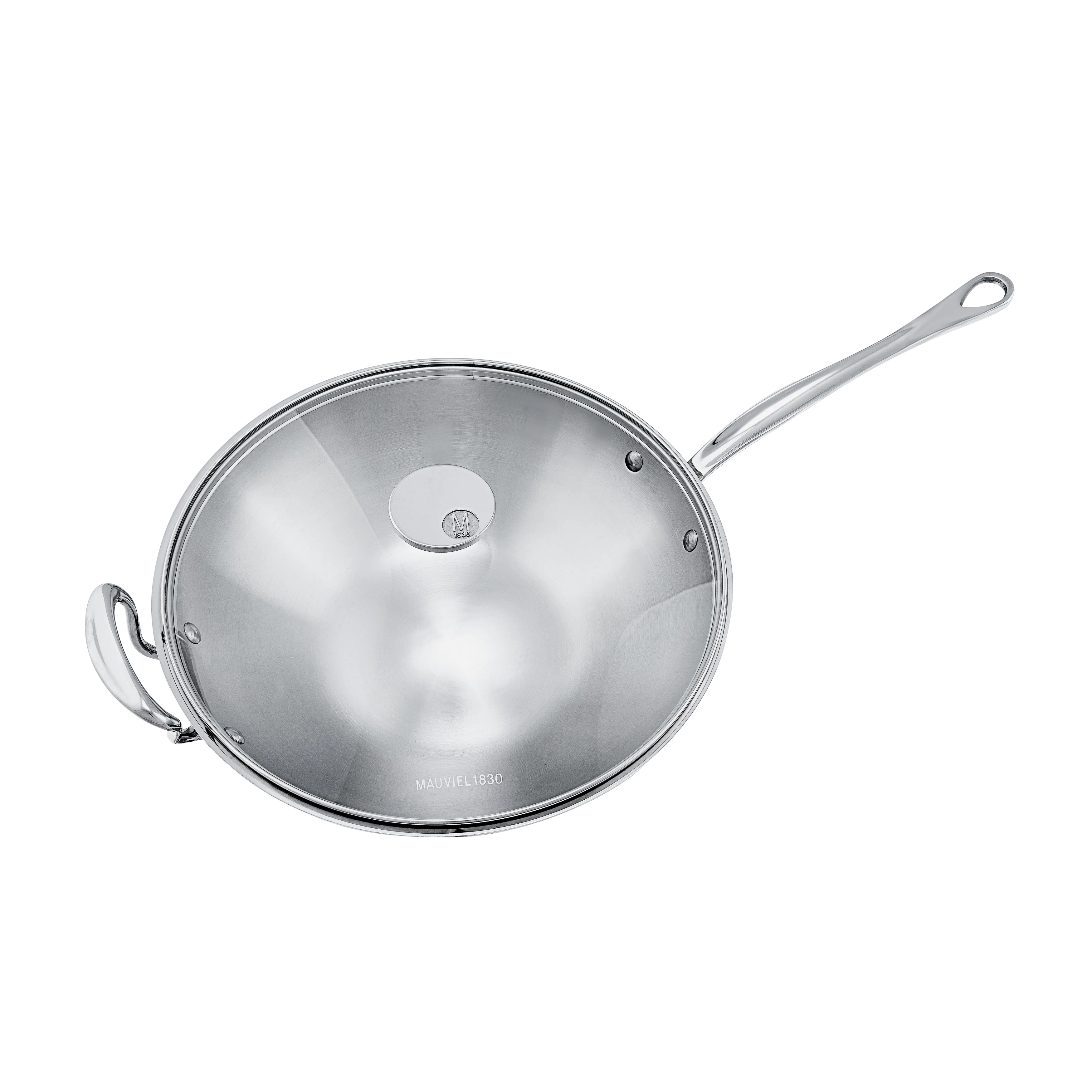 Mauviel M'COOK 5-Ply Wok With Long Handle, Cast Stainless Steel, 5-qt - Image 3