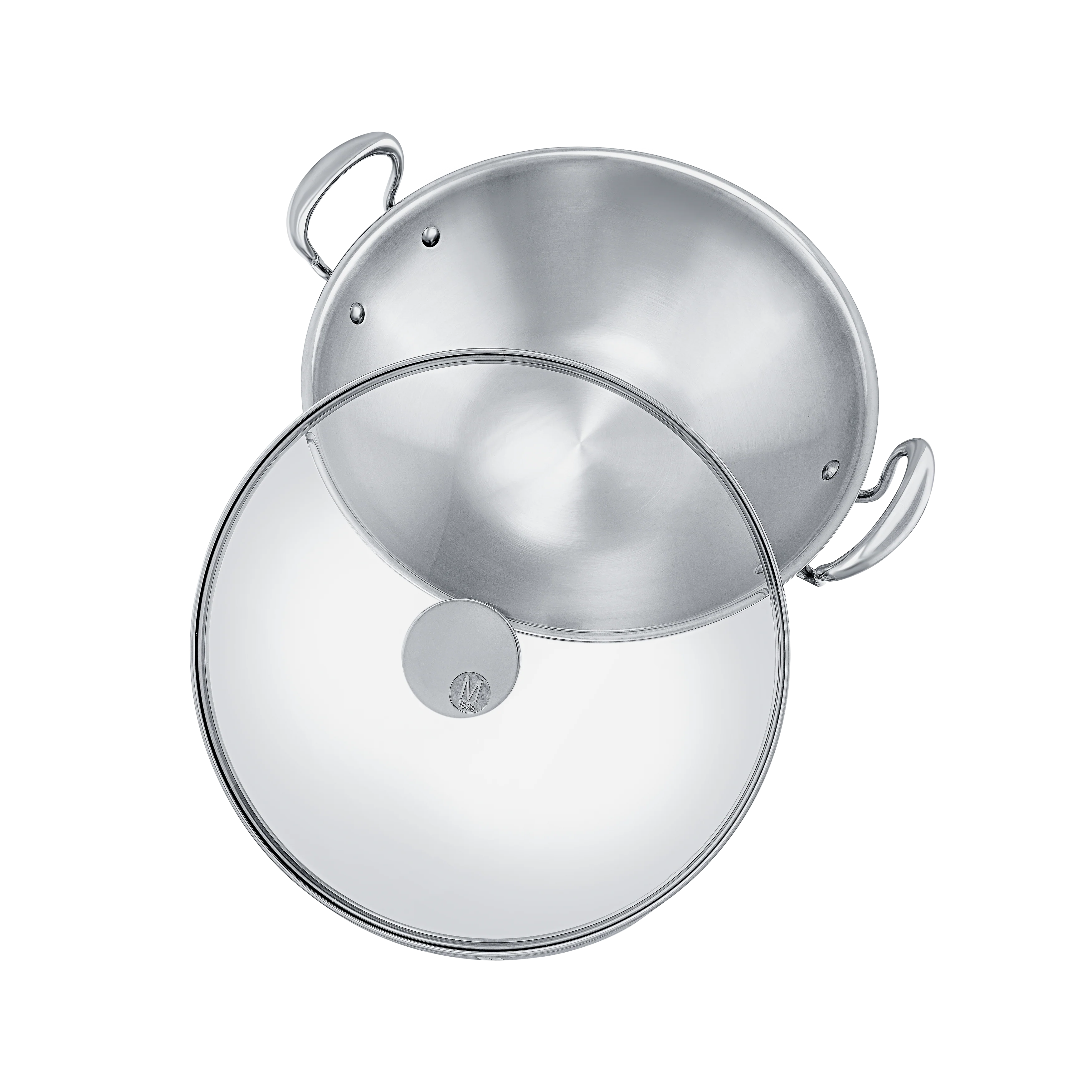Mauviel M'COOK 5-Ply Wok With Rack, Two Cast Stainless Steel Handles, 12.6-In - Image 3