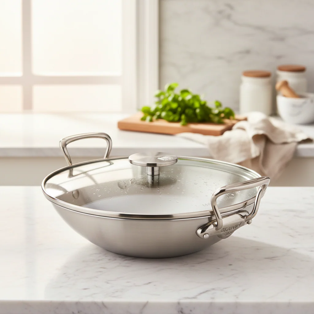 Mauviel M'COOK 5-Ply Wok With Two Cast Stainless Steel Handles, 12.6-In - Image 5