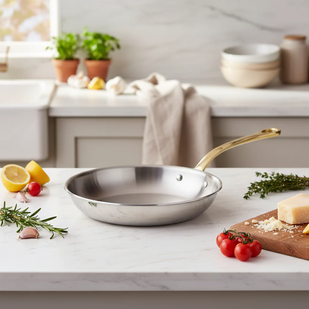 Mauviel M'COOK B 5-Ply Frying Pan With Brass Handles - Image 7