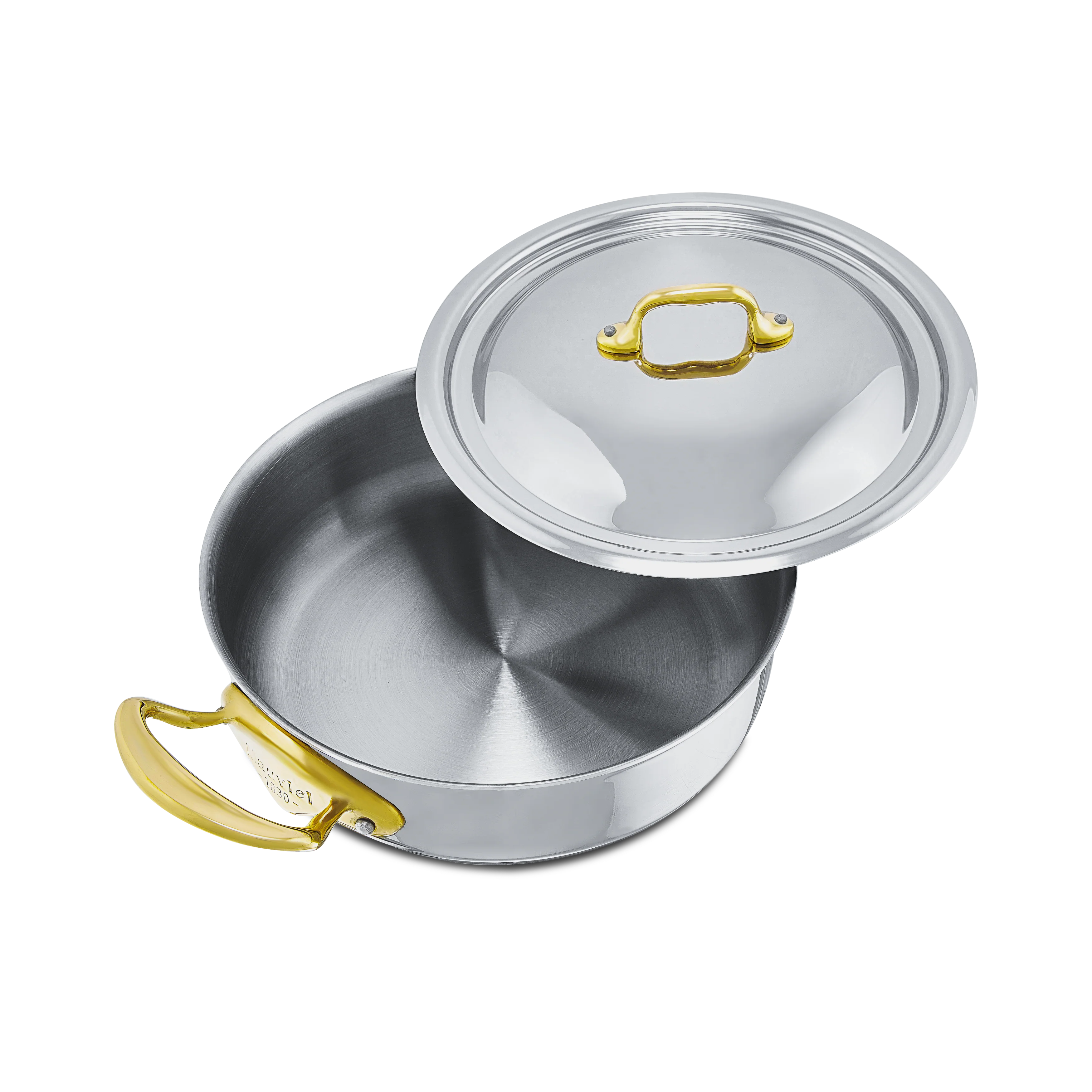 Mauviel M'COOK B 5-Ply Rondeau With Curved Lid, Brass Handles - Image 4