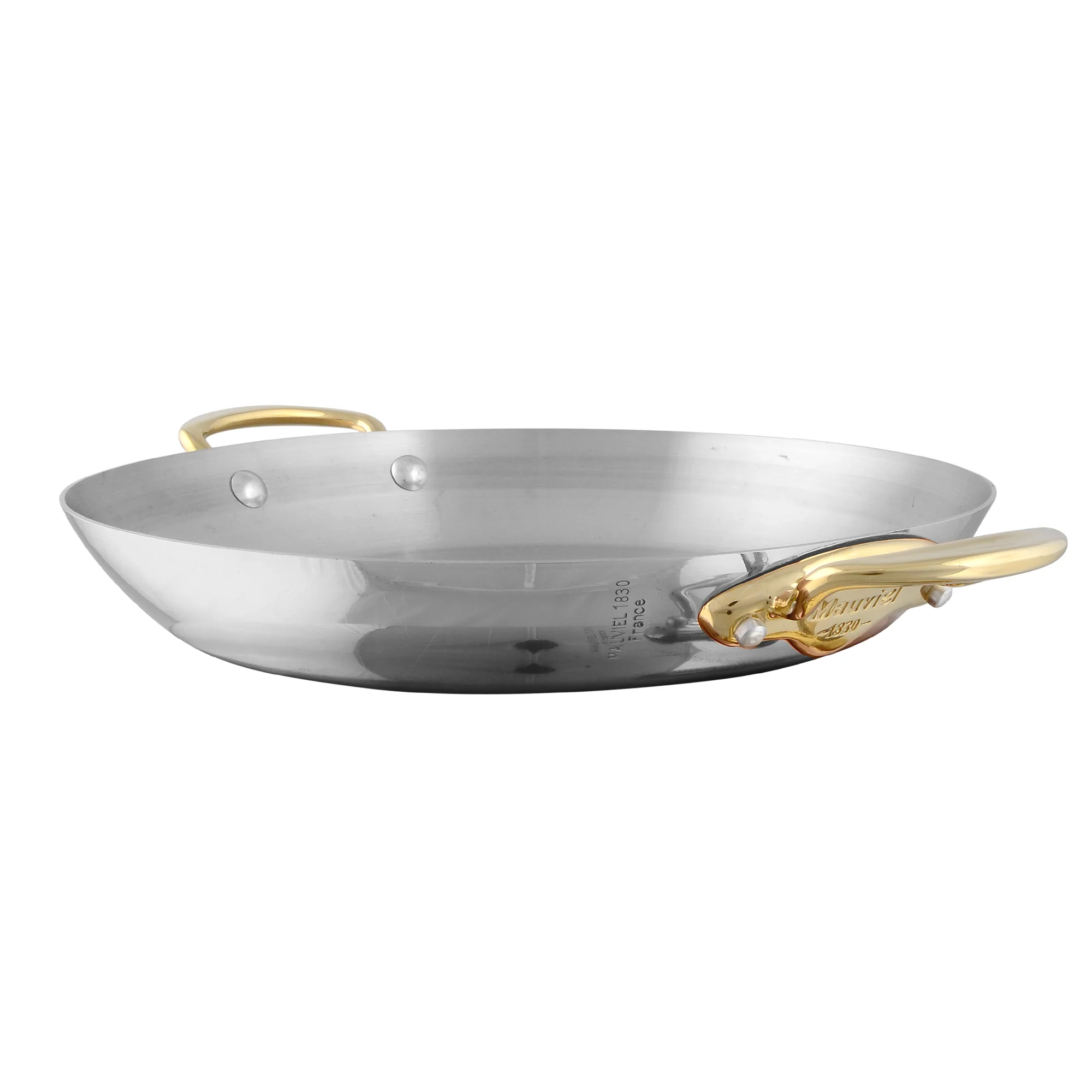 Mauviel M'COOK B 5-Ply Round Gratin Pan With Brass Handles