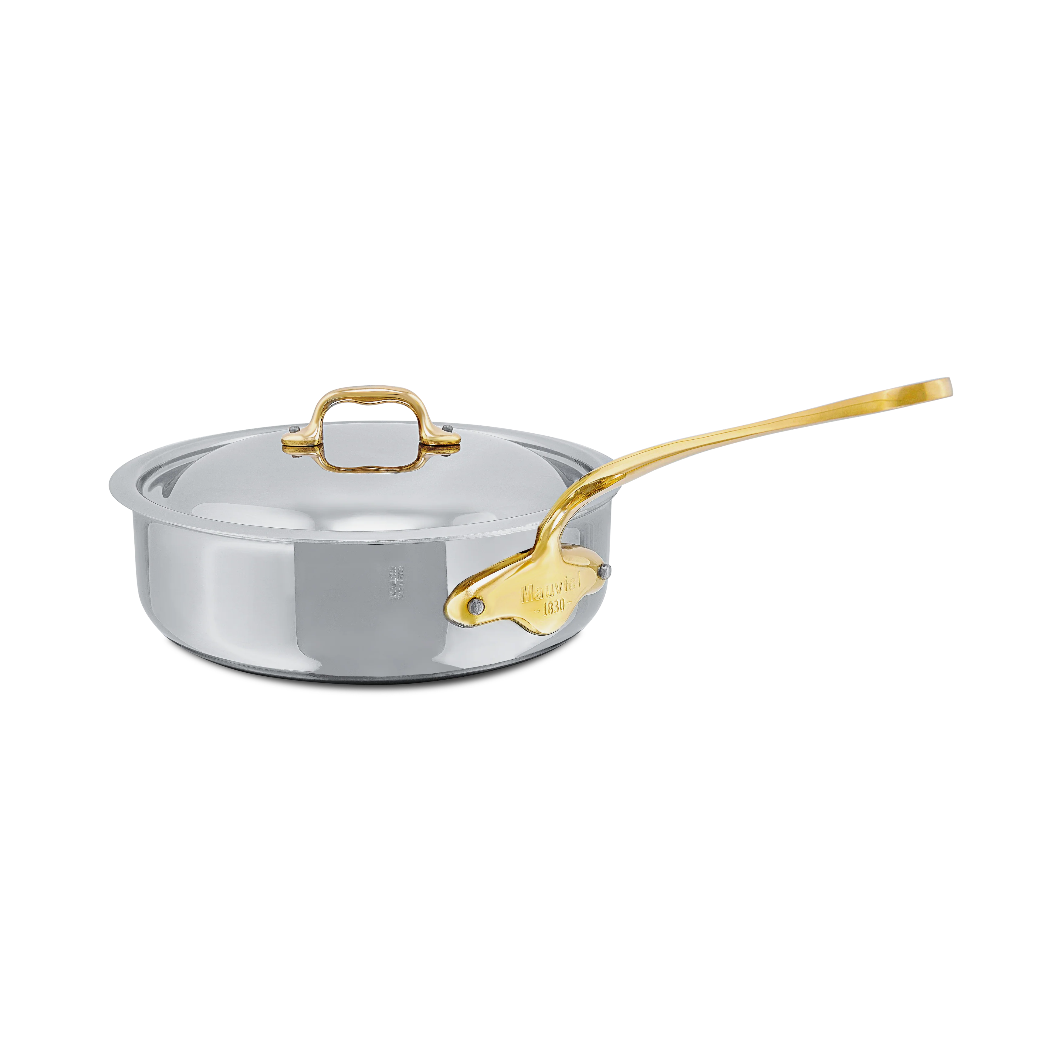 Mauviel M'COOK B 5-Ply Saute Pan With Lid, Brass Handle - Image 2