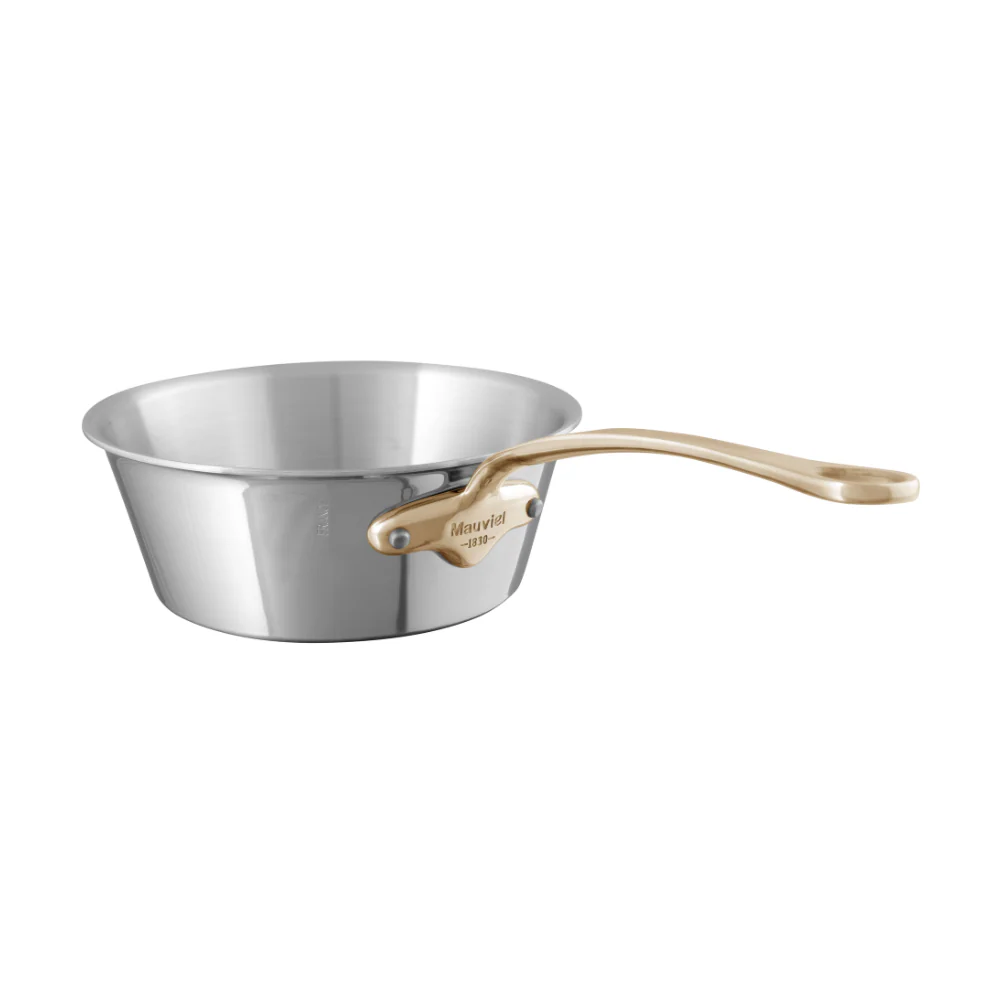 Mauviel M'COOK B 5-Ply Splayed Saute Pan With Lid, Brass Handle, 1.2-Qt - Image 2