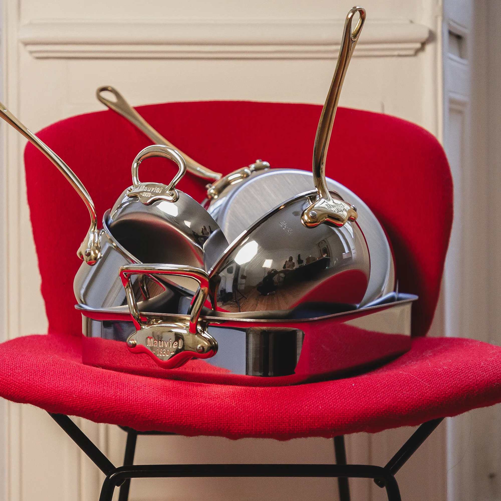 Mauviel M'COOK B 5-Ply Splayed Saute Pan With Lid, Brass Handle, 1.2-Qt - Image 5