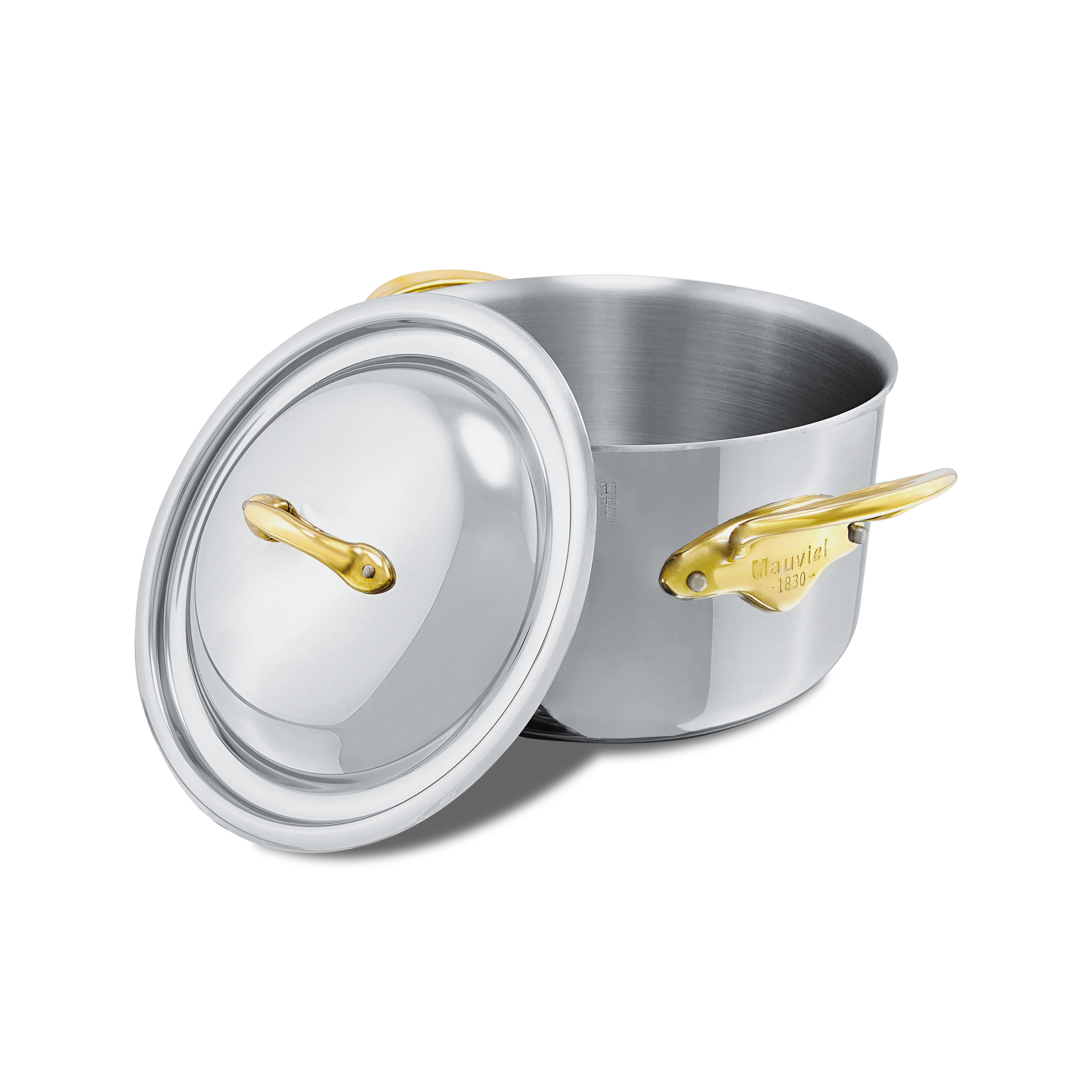 Mauviel M'COOK B 5-Ply Stewpan With Lid, Brass Handles - Image 3