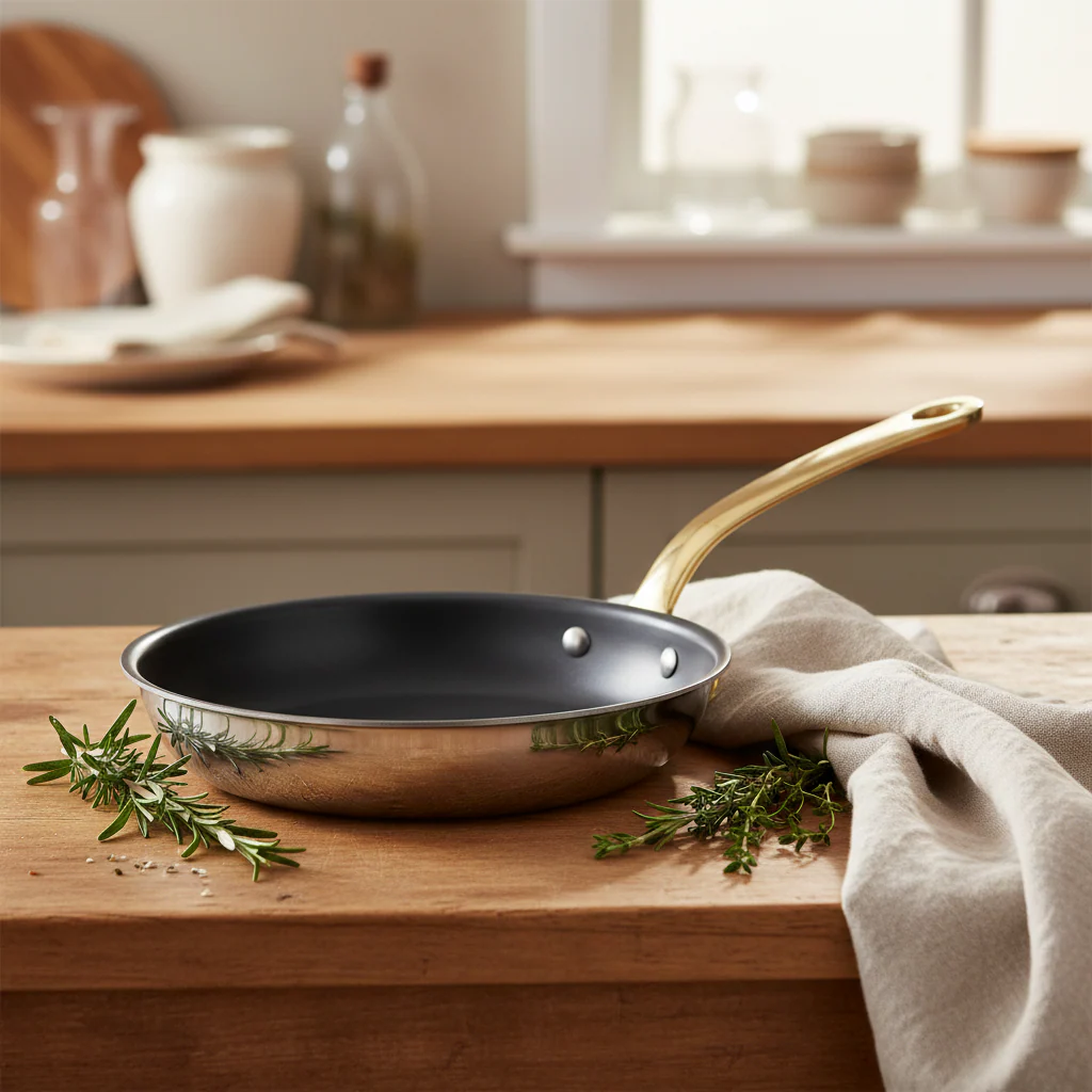 Mauviel M'COOK B Nonstick Frying Pan With Brass Handle - Image 6