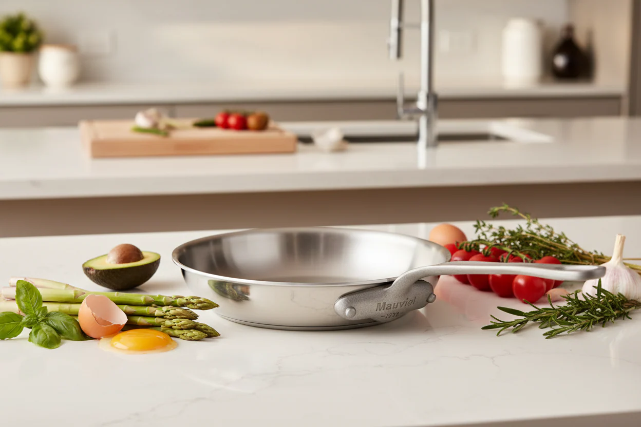 Mauviel M'Cook SB 5-Ply Frying Pan With Brushed Cast Stainless Steel Handle, 7.8-In - Image 3