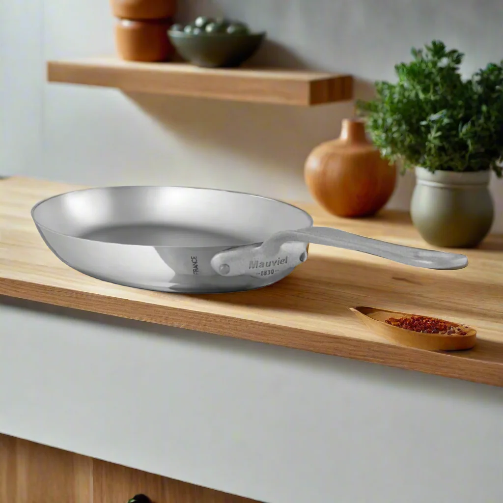 Mauviel M'Cook SB 5-Ply Oval Frying Pan With Brushed Cast Stainless Steel Handle, 13.5 x 9.1-In - Image 3