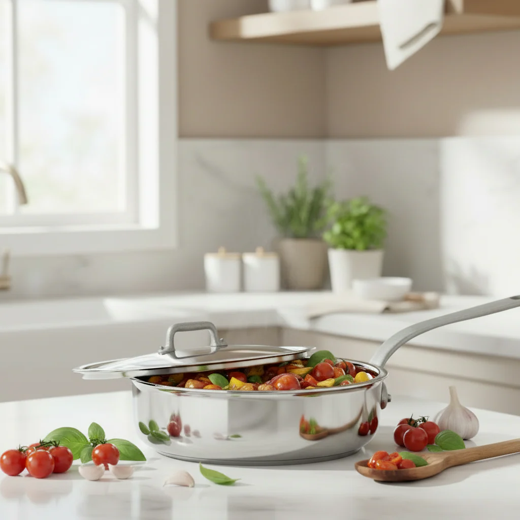 Mauviel M'Cook SB 5-Ply Saute Pan With Lid, Brushed Cast Stainless Steel Handle, 3.4-Qt - Image 10