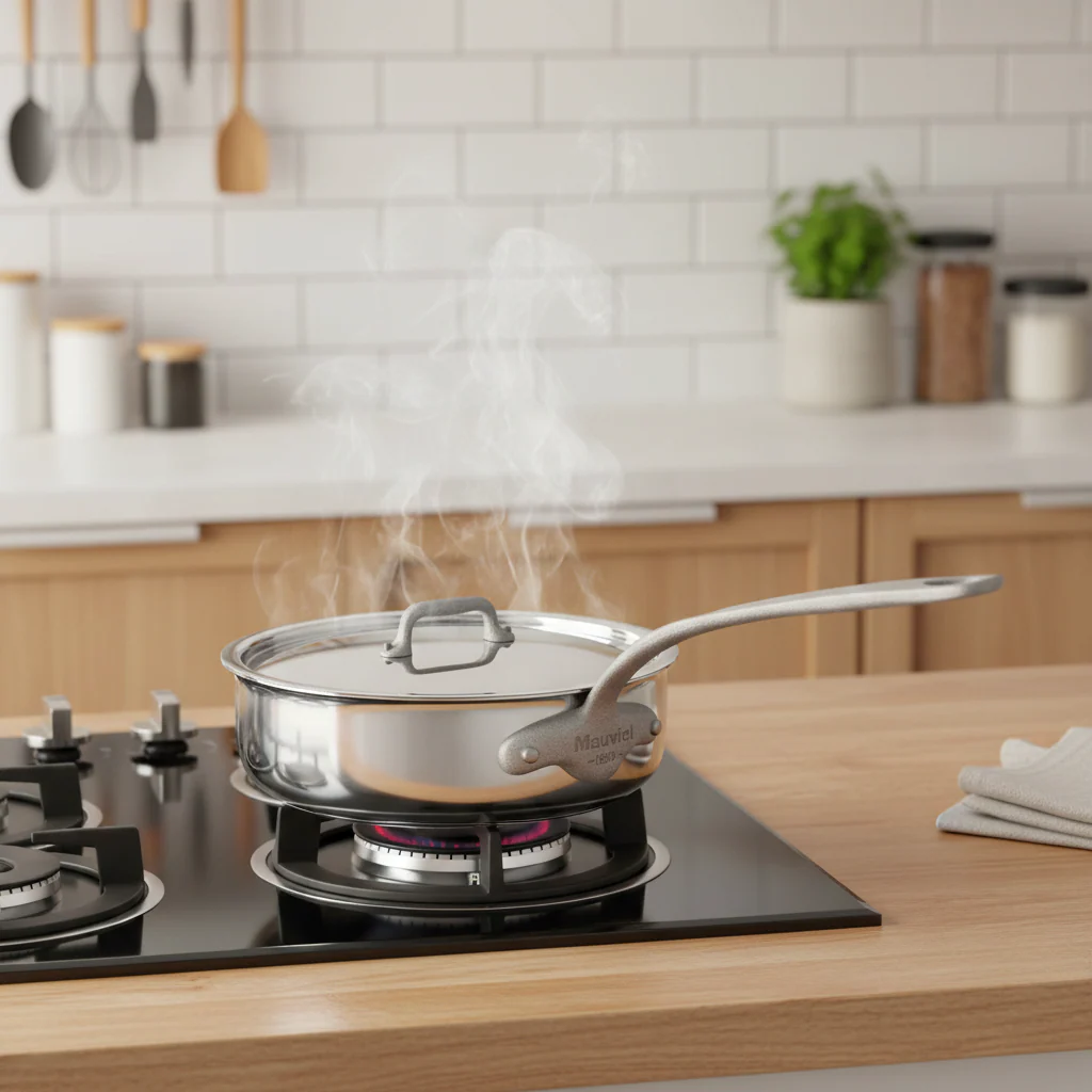 Mauviel M'Cook SB 5-Ply Saute Pan With Lid, Brushed Cast Stainless Steel Handle, 3.4-Qt - Image 6