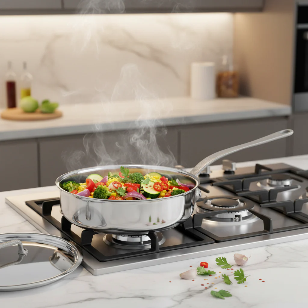 Mauviel M'Cook SB 5-Ply Saute Pan With Lid, Brushed Cast Stainless Steel Handle, 3.4-Qt - Image 8