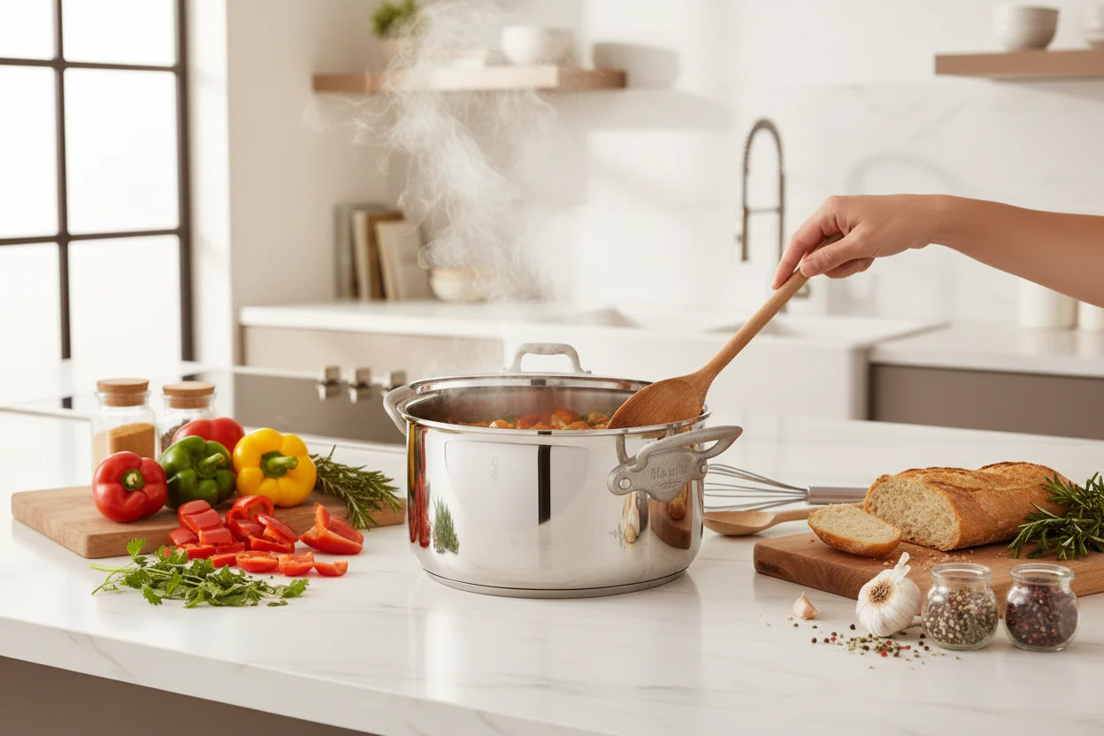 Mauviel M'Cook SB 5-Ply Stewpan With Lid,Brushed Cast Stainless Steel Handles, 6.1-Qt - Image 4