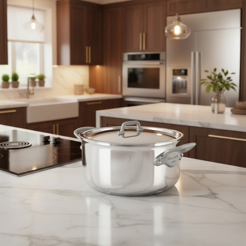 Mauviel M'Cook SB 5-Ply Stewpan With Lid,Brushed Cast Stainless Steel Handles, 6.1-Qt - Image 5