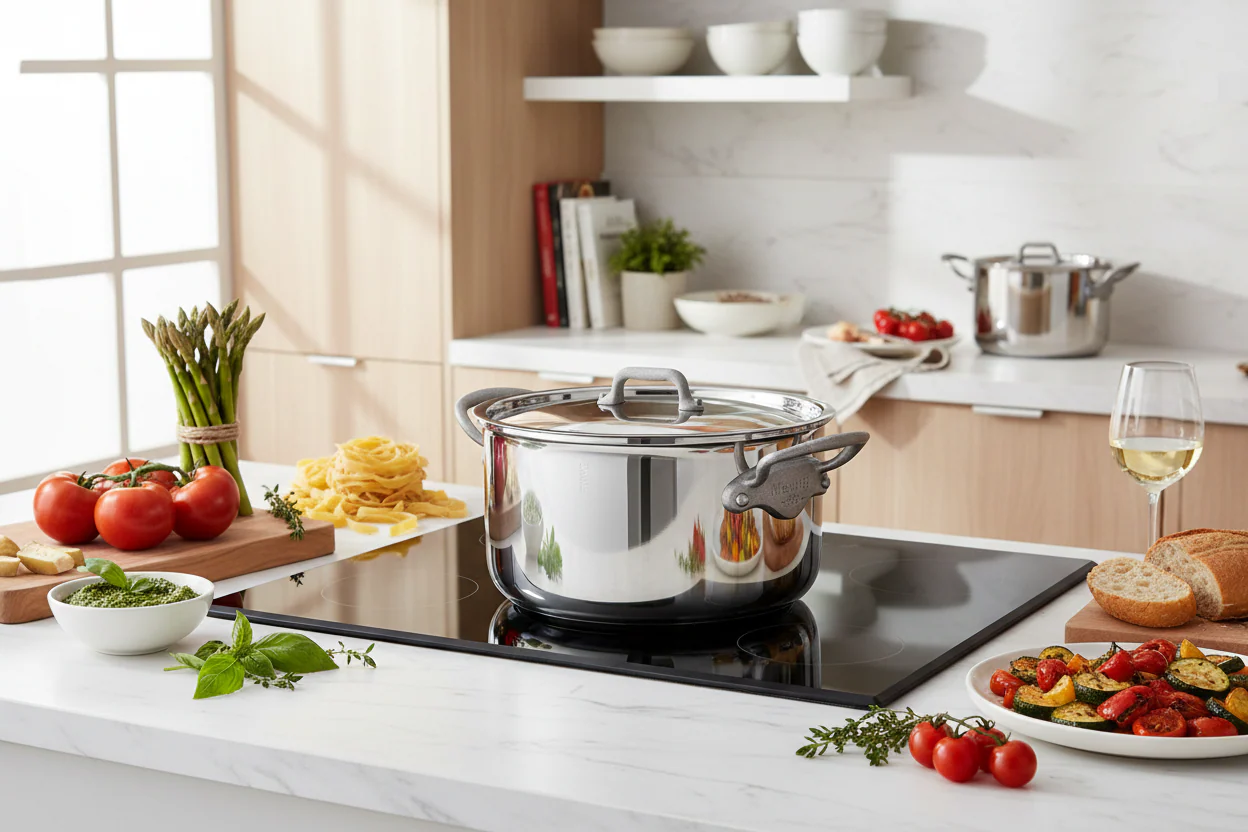 Mauviel M'Cook SB 5-Ply Stewpan With Lid,Brushed Cast Stainless Steel Handles, 6.1-Qt - Image 6