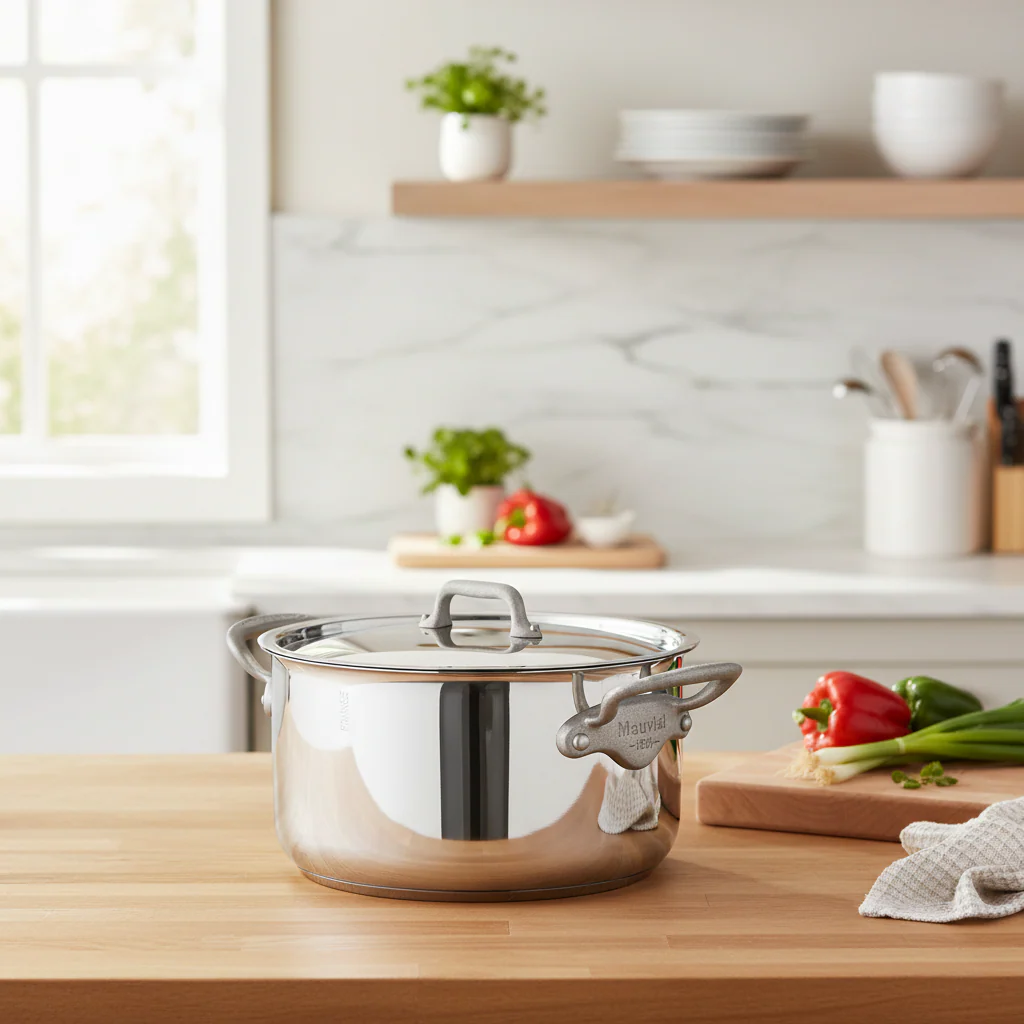 Mauviel M'Cook SB 5-Ply Stewpan With Lid,Brushed Cast Stainless Steel Handles, 6.1-Qt - Image 7