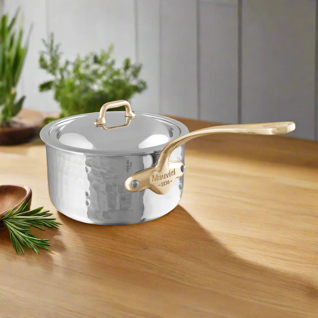 Mauviel M'ELITE B Hammered 5-Ply 3-Piece Cookware Set With Brass Handles - Image 5