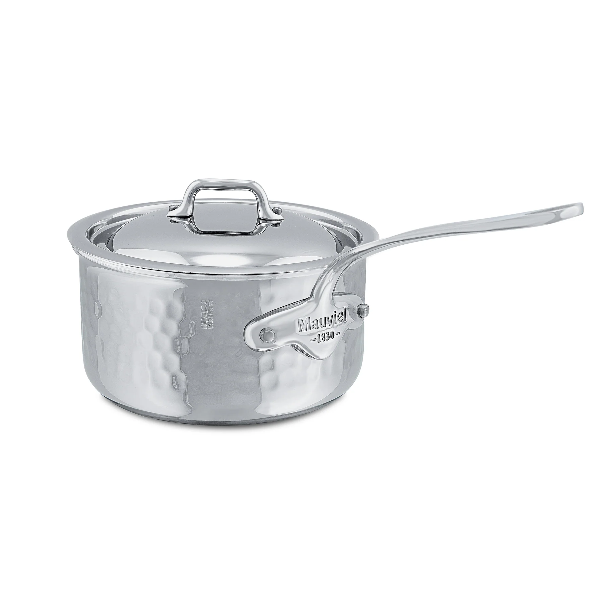Mauviel M'ELITE Hammered 5-Ply Sauce Pan With Curved Lid, Cast Stainless Steel Handles - Image 2
