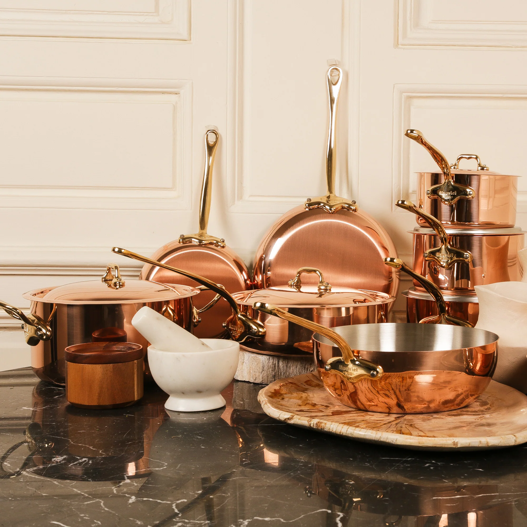 Mauviel M'Heritage M'150 B 12-Piece Copper Cookware Set With Brass Handles - Image 3