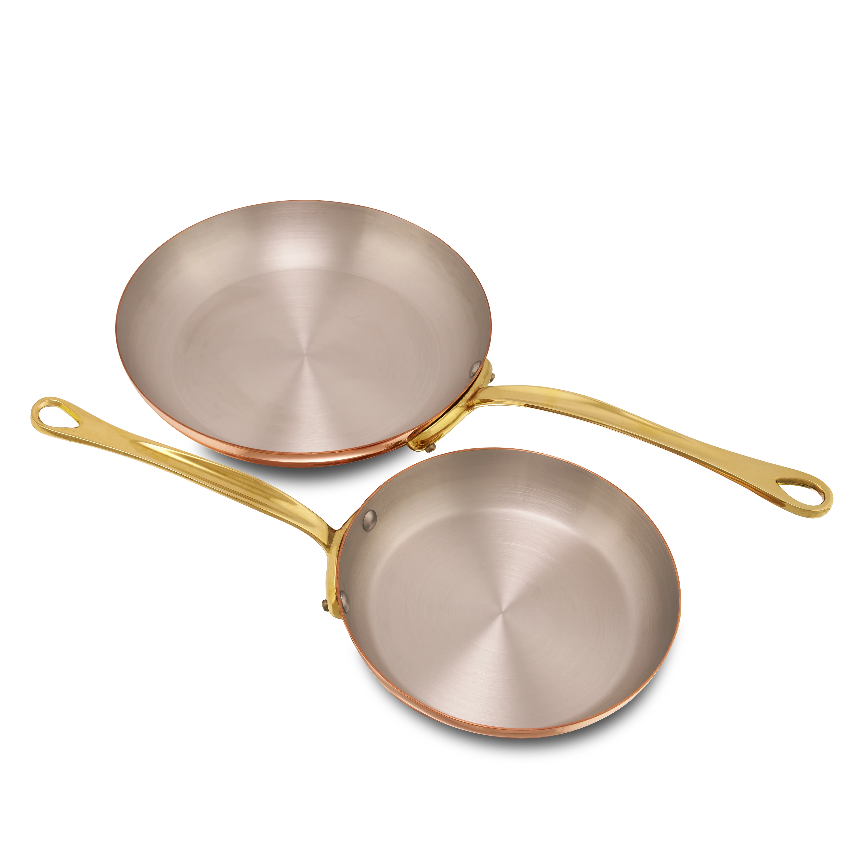 Mauviel M'Heritage M'150 B 2-Piece  Copper Frying Pan Set With Brass Handles - Image 3