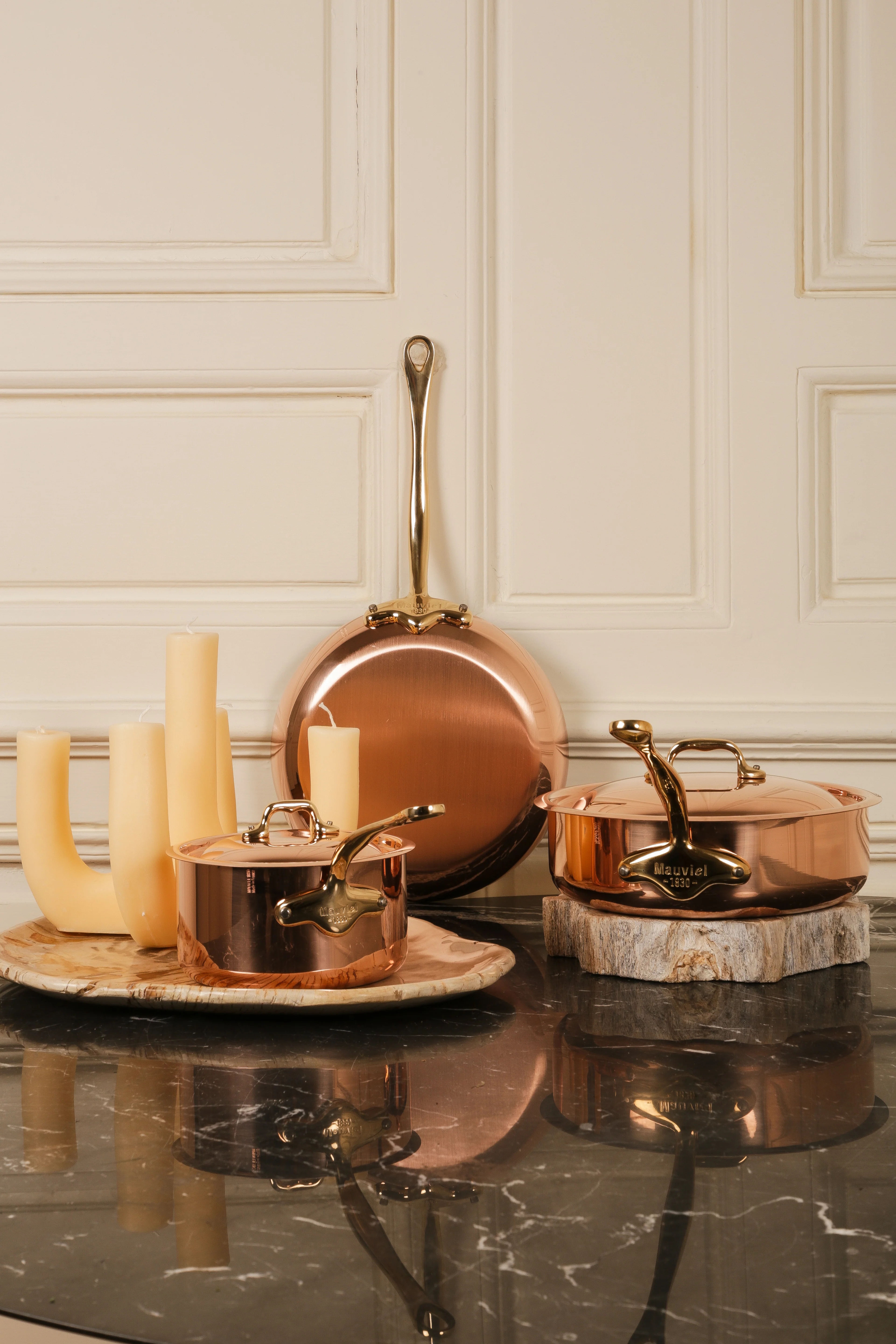 Mauviel M'Heritage M'150 B 5-Piece Copper Cookware Set With Brass Handles - Image 3