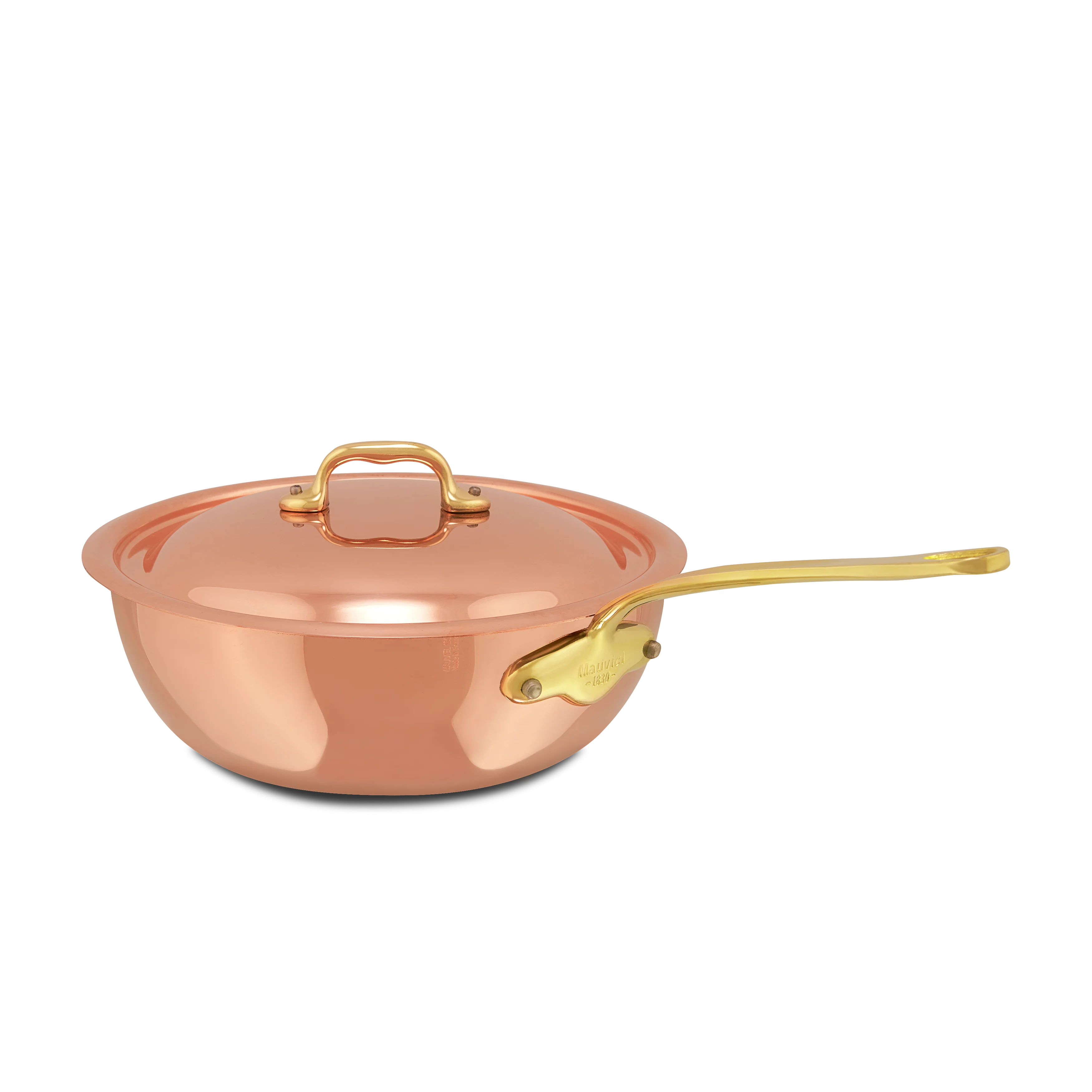 Mauviel M'Heritage M'150 B Copper Chef Pan With Lid and Brass Handle - Image 3