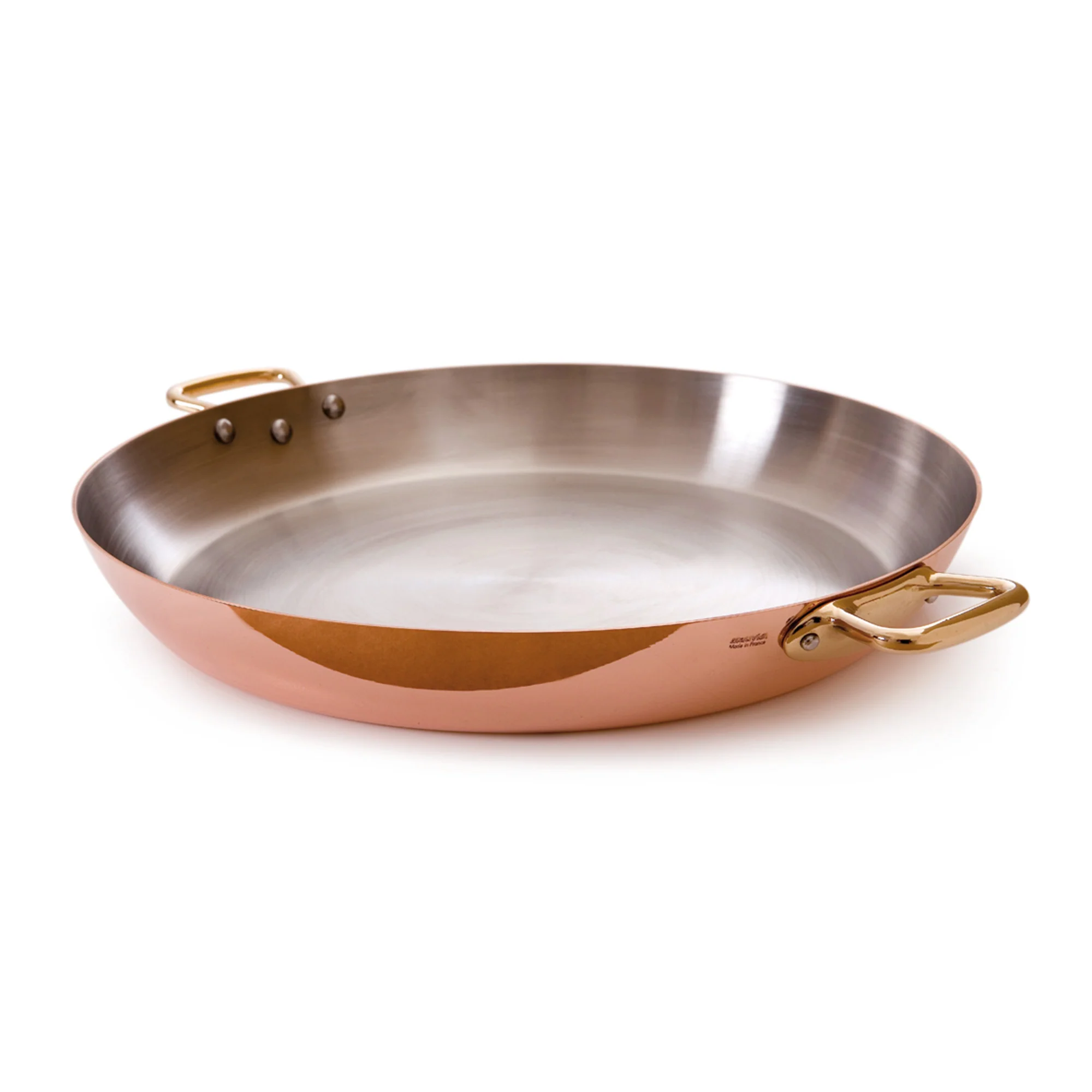 Mauviel M'Heritage M'150 B Copper Paella Pan With Brass Handles, 15.7-In