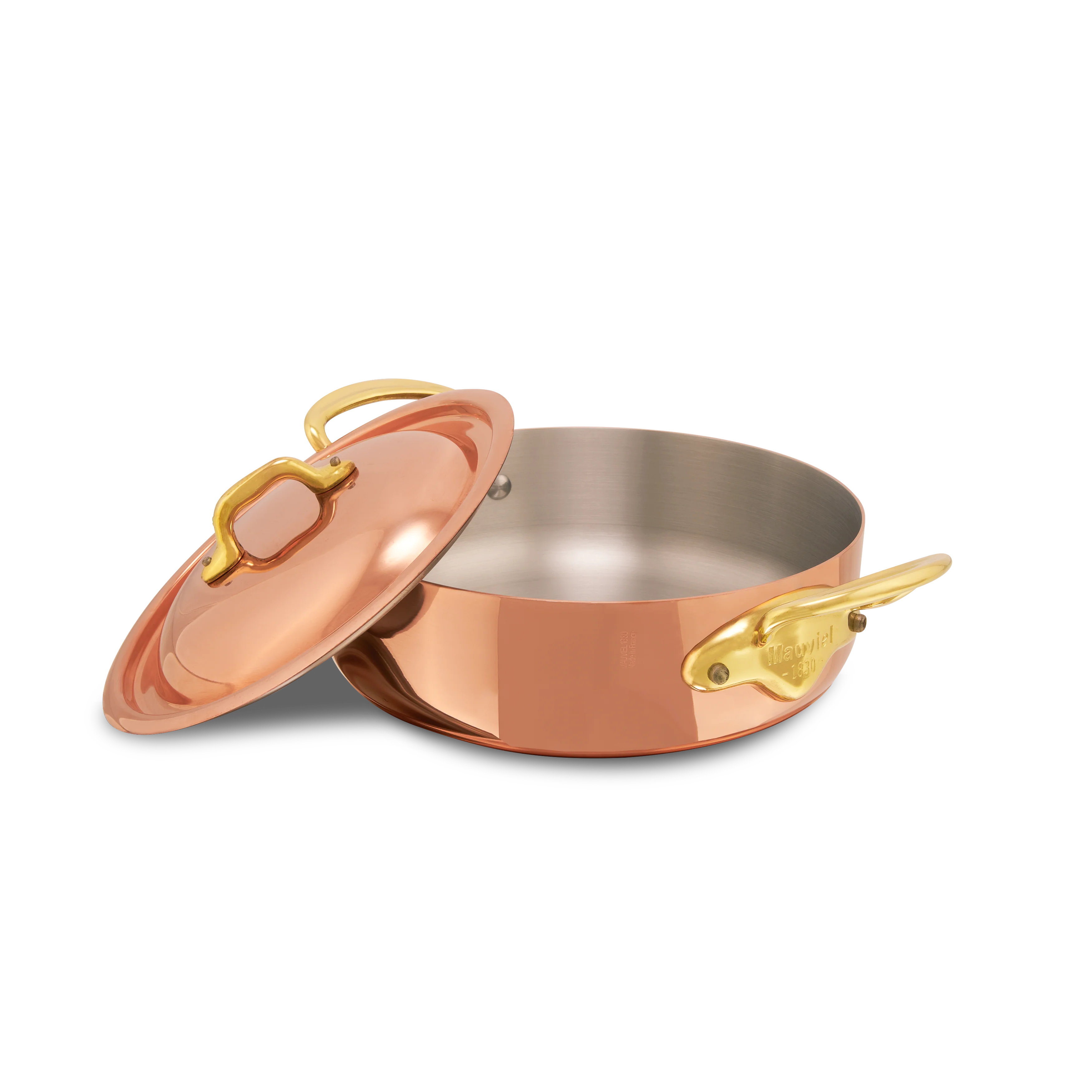 Mauviel M'Heritage M'150 B Copper Rondeau With Lid and Brass Handles - Image 3