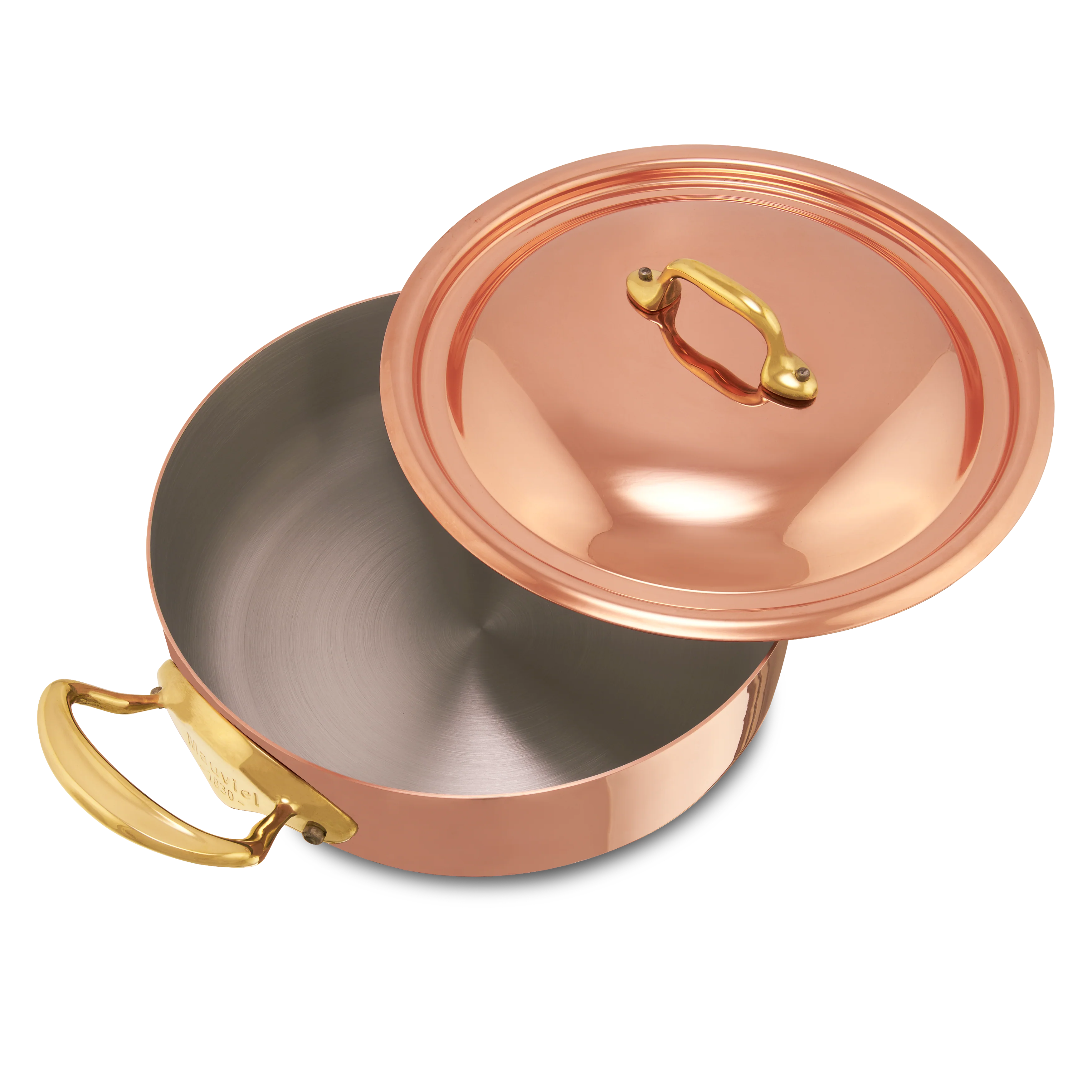 Mauviel M'Heritage M'150 B Copper Rondeau With Lid and Brass Handles - Image 4