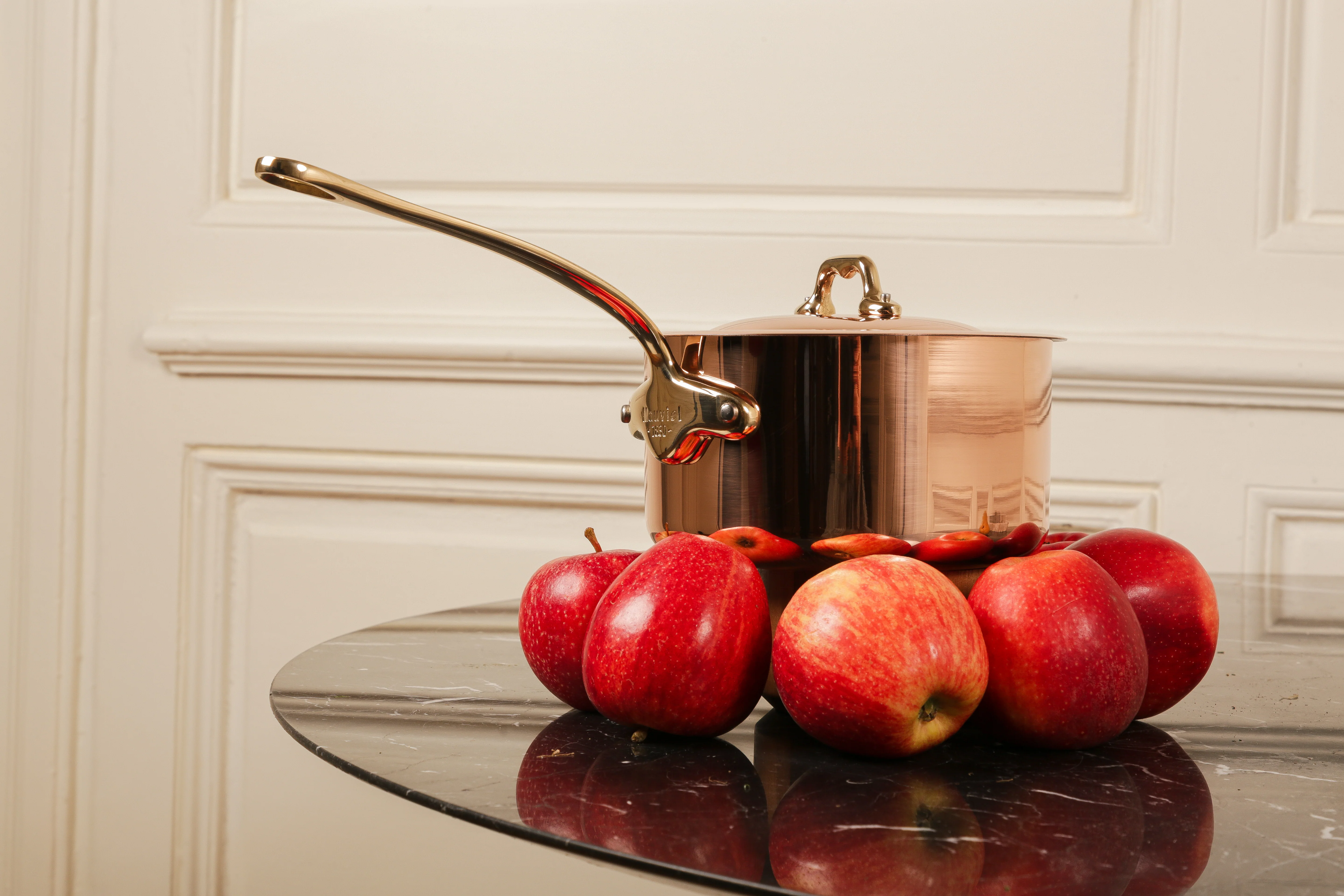 Mauviel M'Heritage M'150 B Copper Sauce Pan With Lid, Brass Handle - Image 6