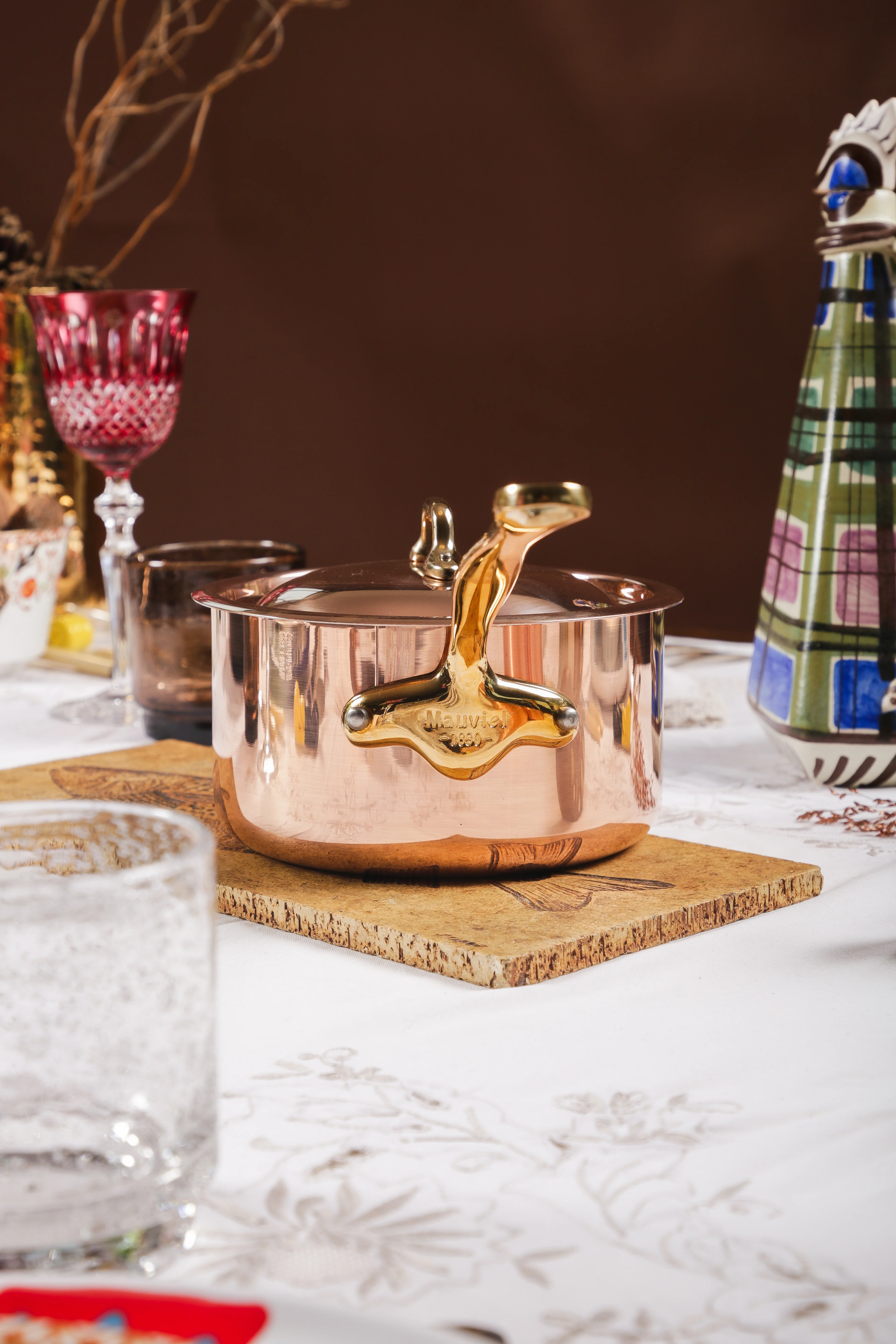 Mauviel M'Heritage M'150 B Copper Sauce Pan With Lid, Brass Handle - Image 7