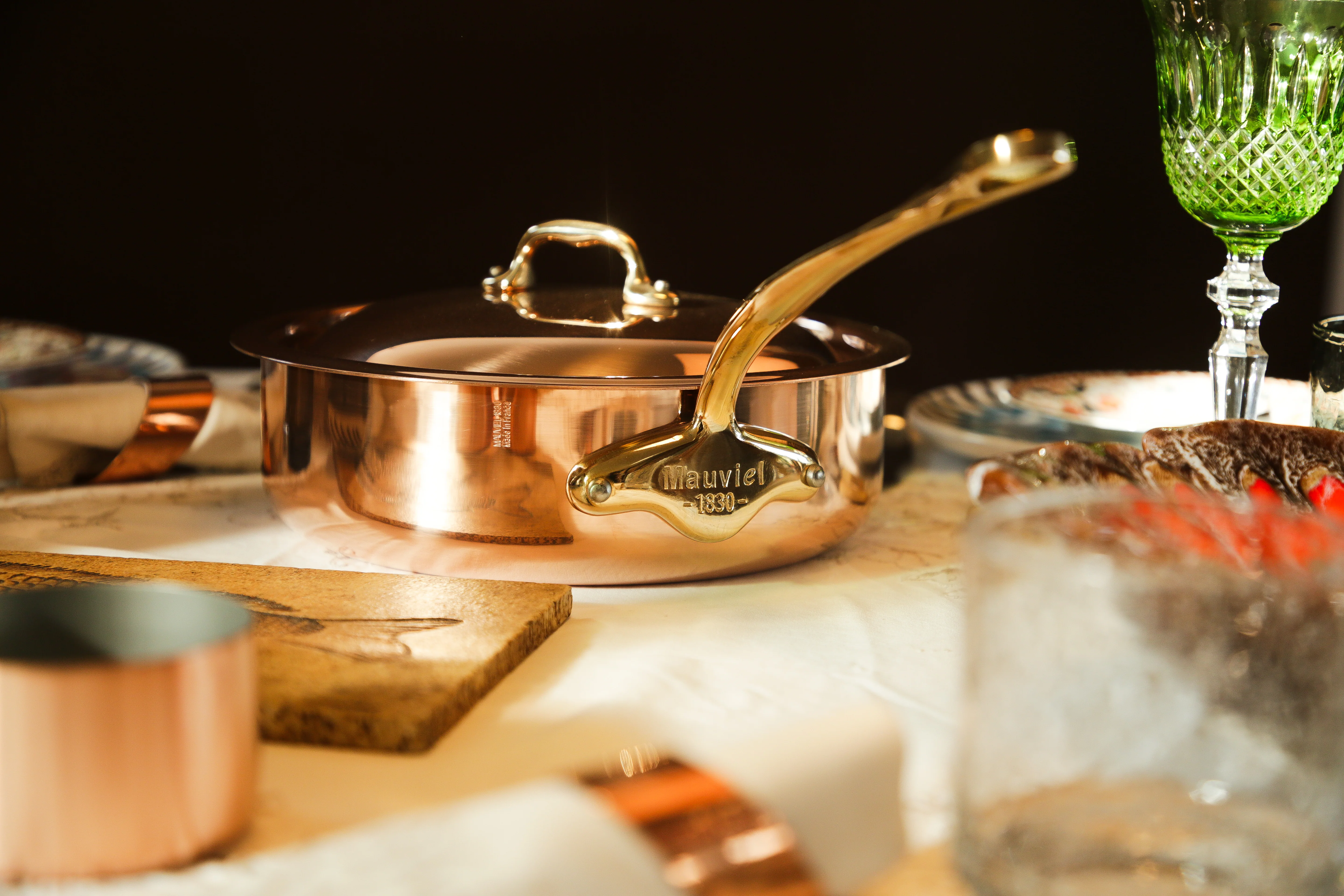Mauviel M'Heritage M'150 B Copper Saute Pan With Lid, Brass Handle - Image 6