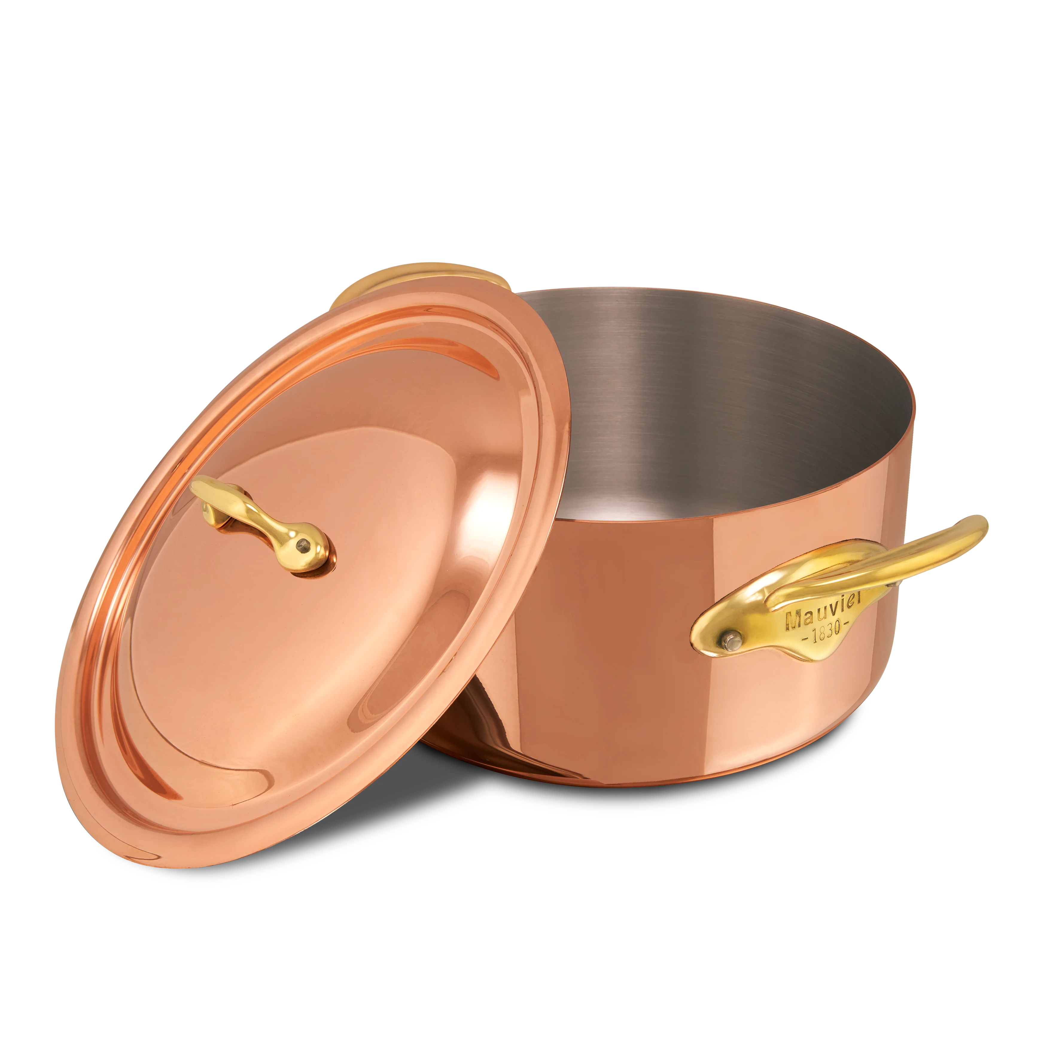 Mauviel M'Heritage M'150 B Copper Stewpan With Lid, Brass Handles - Image 3