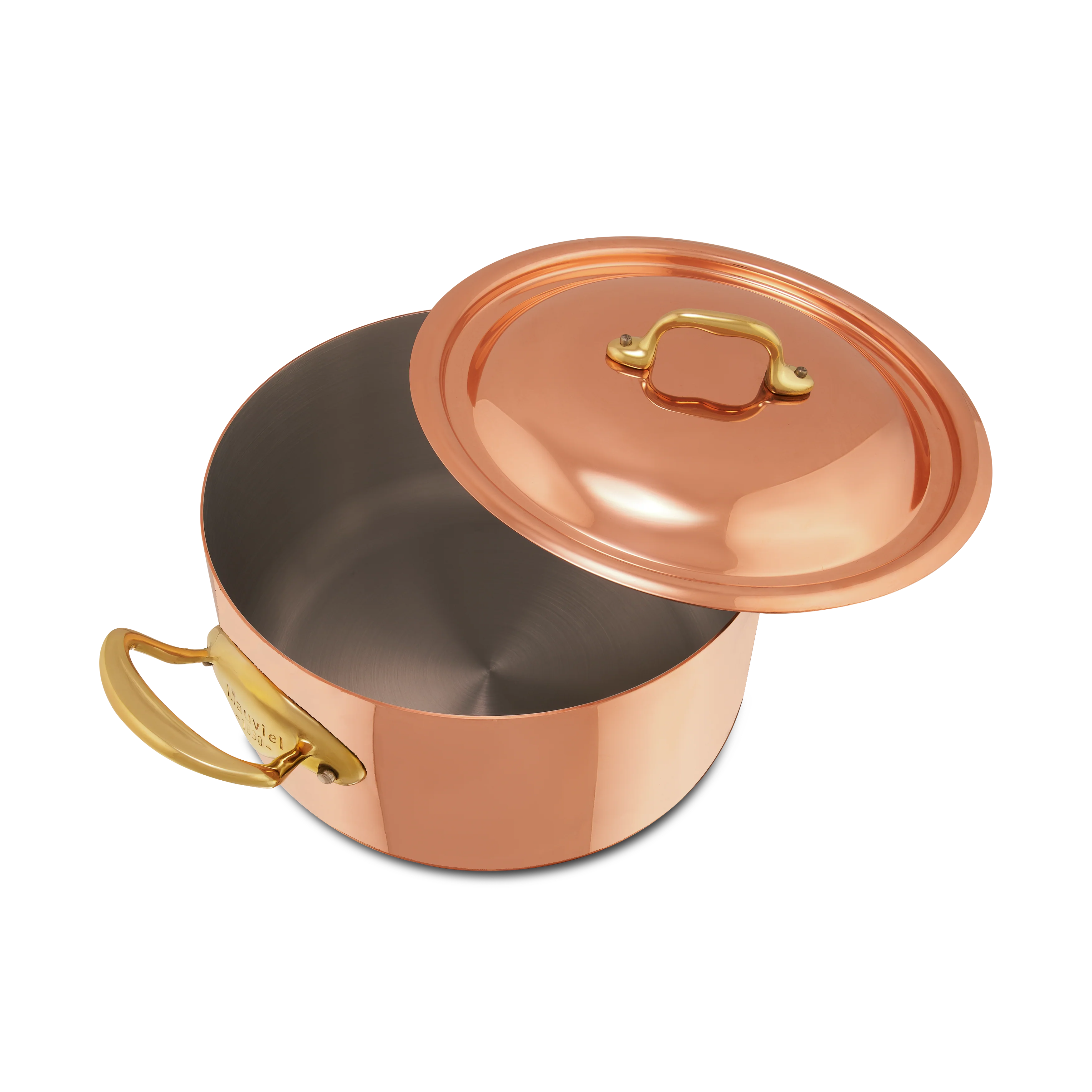 Mauviel M'Heritage M'150 B Copper Stewpan With Lid, Brass Handles - Image 4