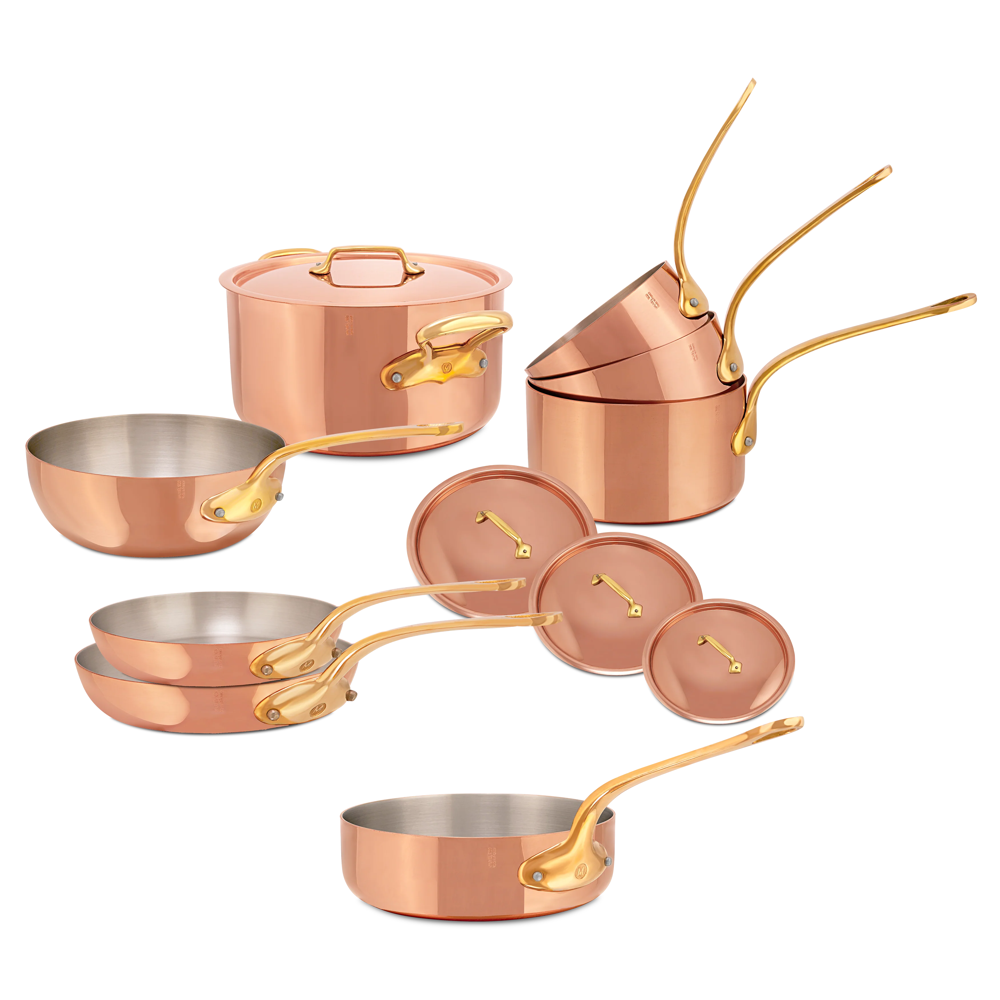 Mauviel M'Heritage M'200 B 12-Piece Copper Cookware Set With Brass Handles - Image 3