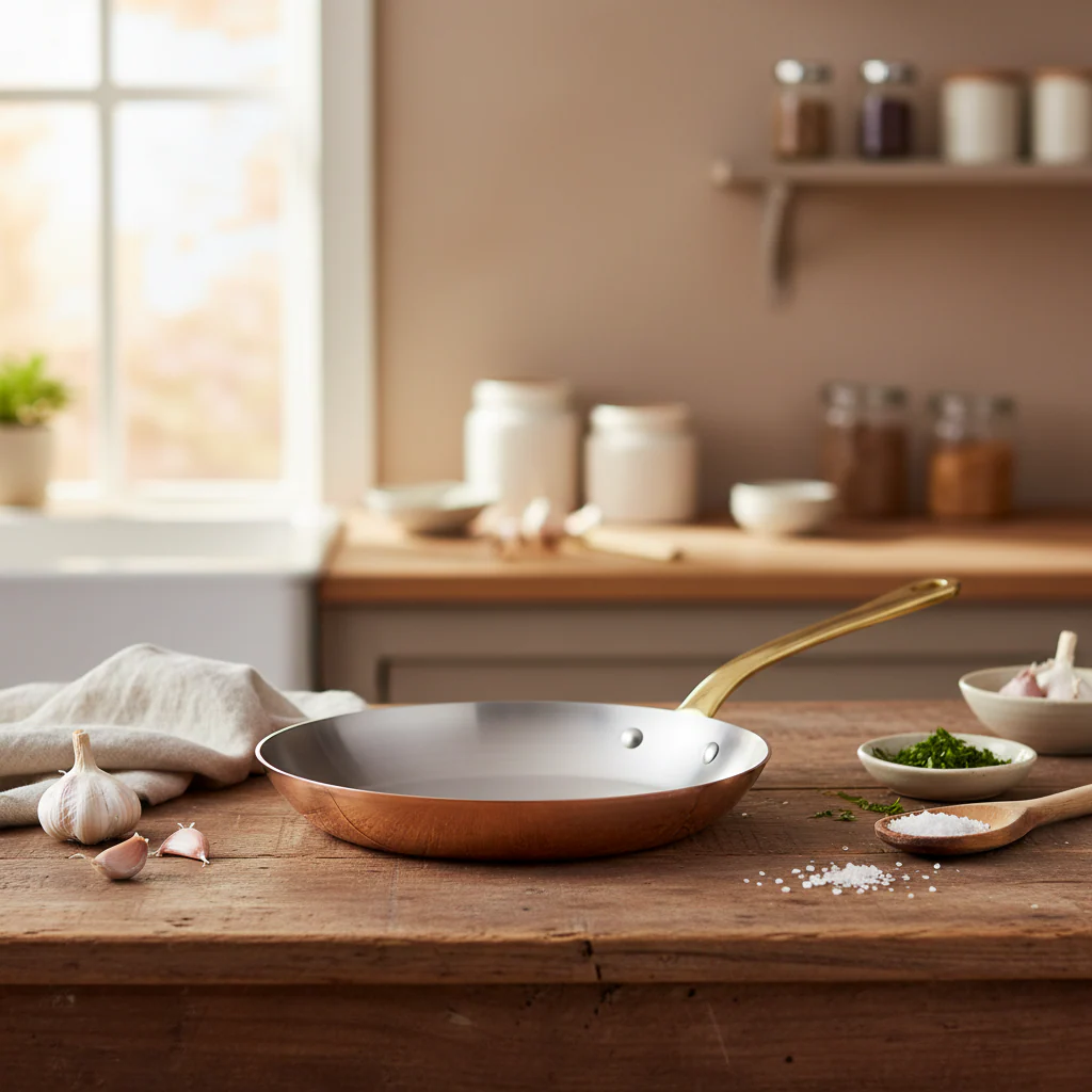 Mauviel M'Heritage M'200 B Copper Frying Pan With Brass Handle - Image 4