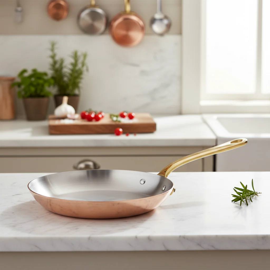 Mauviel M'Heritage M'200 B Copper Frying Pan With Brass Handle - Image 6