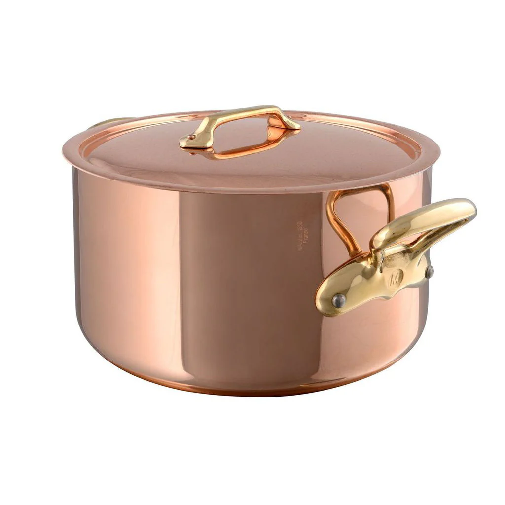 Mauviel M'Heritage M'200 B Copper Stewpan With Lid, Brass Handles