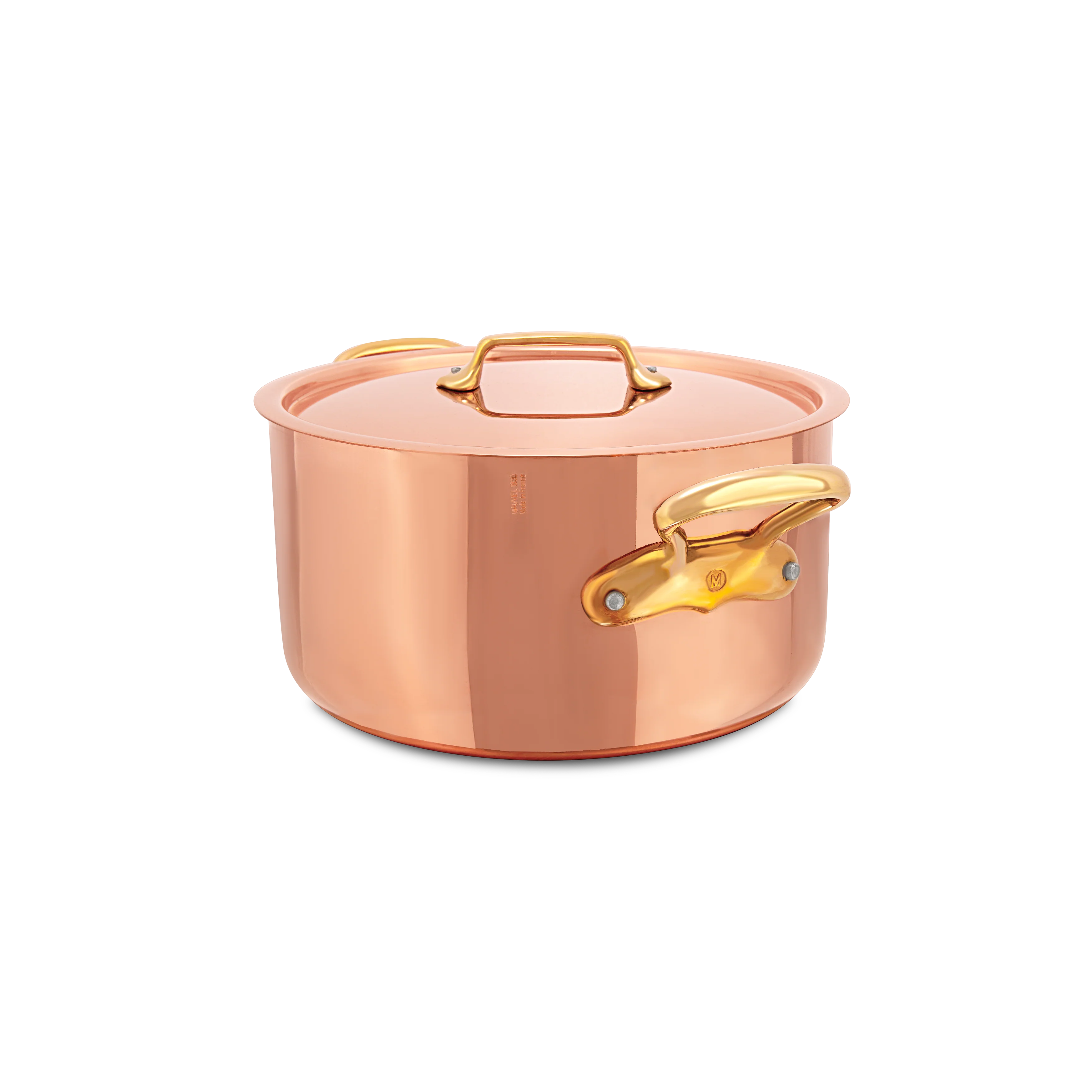 Mauviel M'Heritage M'200 B Copper Stewpan With Lid, Brass Handles - Image 2