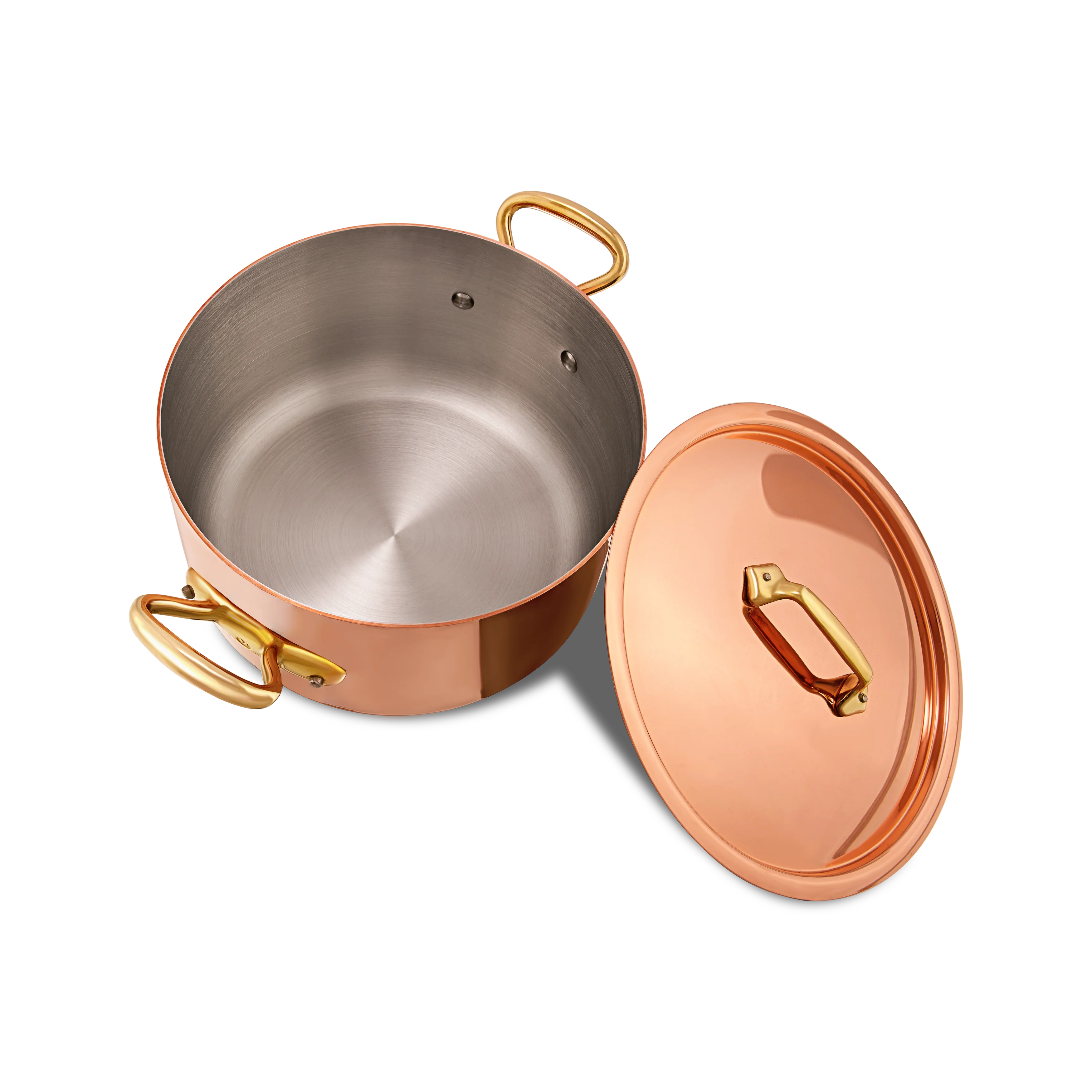 Mauviel M'Heritage M'200 B Copper Stewpan With Lid, Brass Handles - Image 3