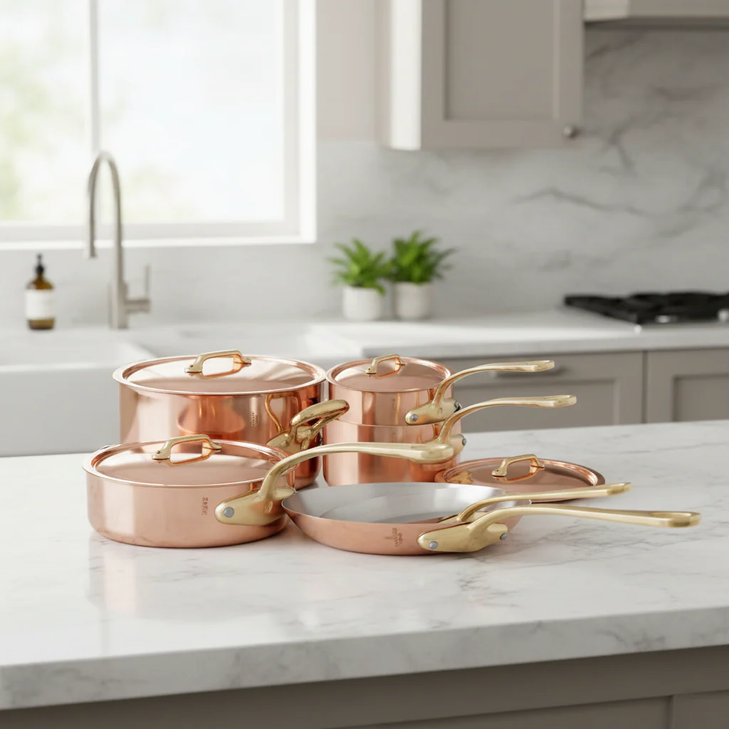 Mauviel M'Heritage M'250 B 10-Piece Cookware Set, Brass Handles - Image 2