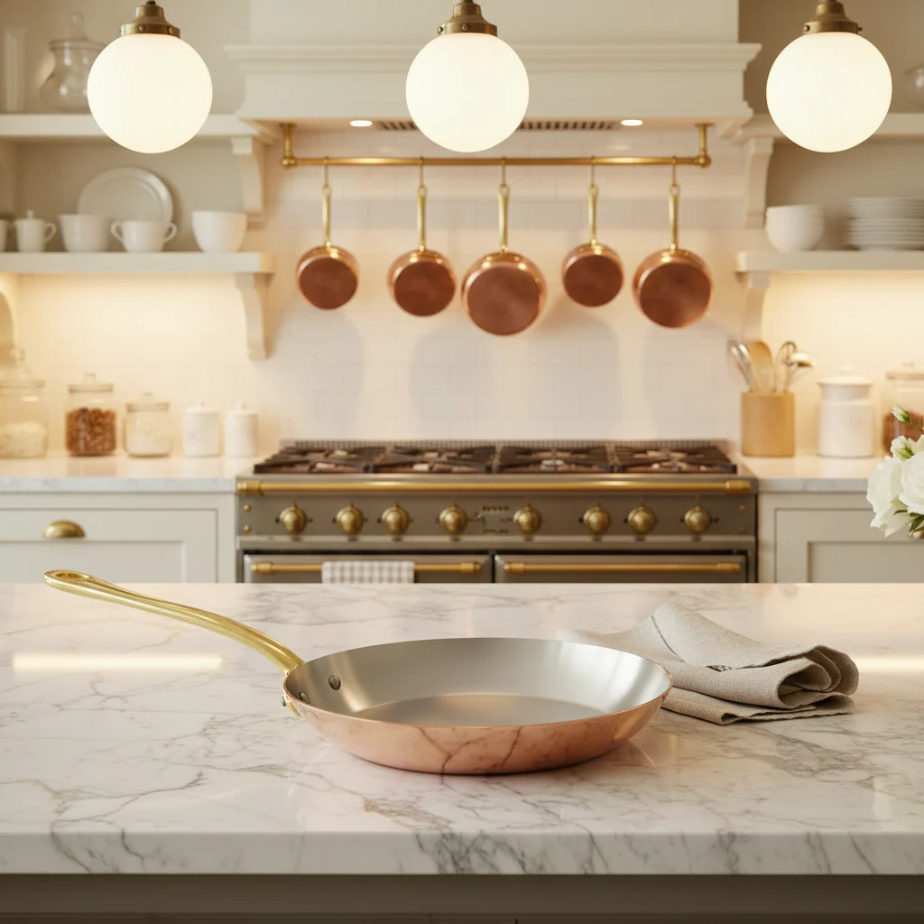 Mauviel M'Heritage M'250 B Copper Frying Pan With Brass Handle - Image 3