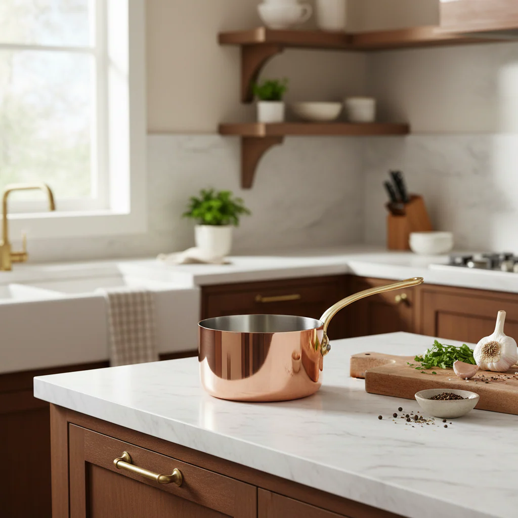 Mauviel M'Heritage M'250 B Copper Sauce Pan With Brass Handle - Image 3