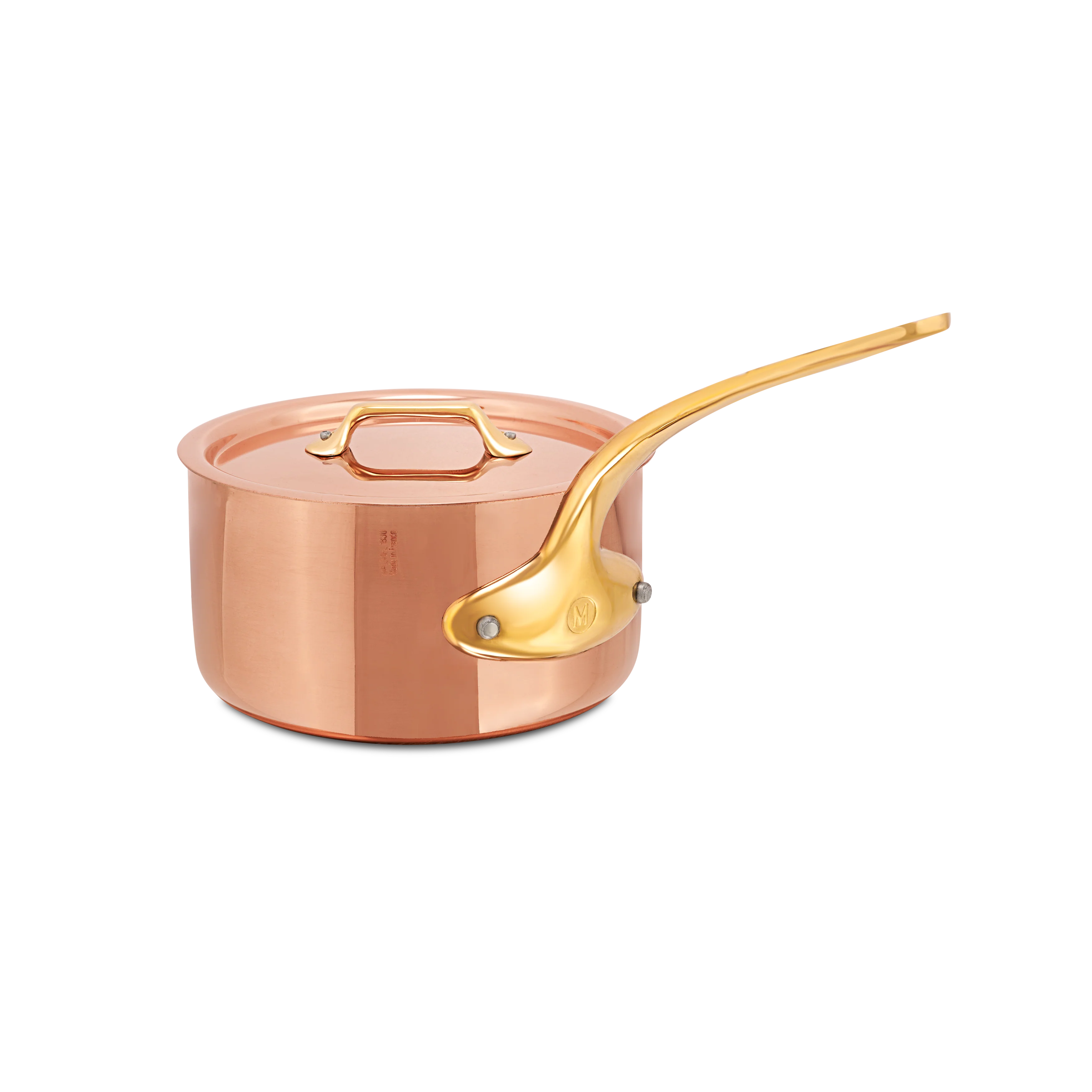 Mauviel M'Heritage M'250 B Copper Sauce Pan With Lid, Brass Handle - Image 6